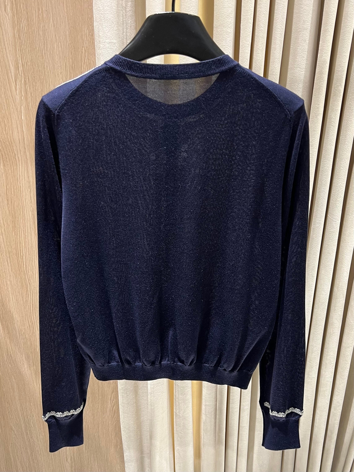 Lace-Trimmed Knit Cardigan