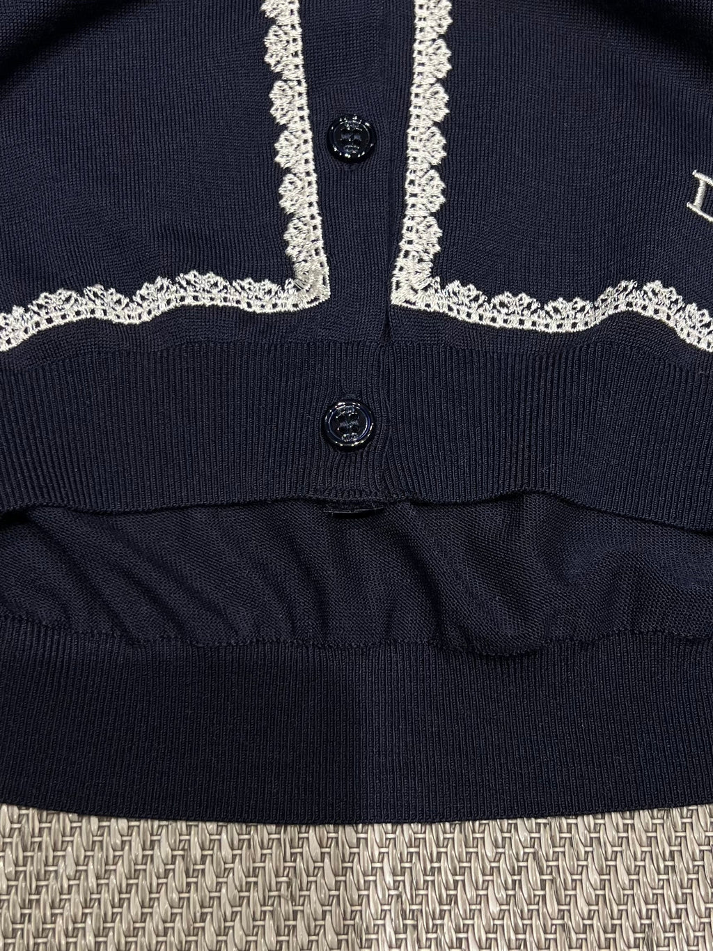 Lace-Trimmed Knit Cardigan