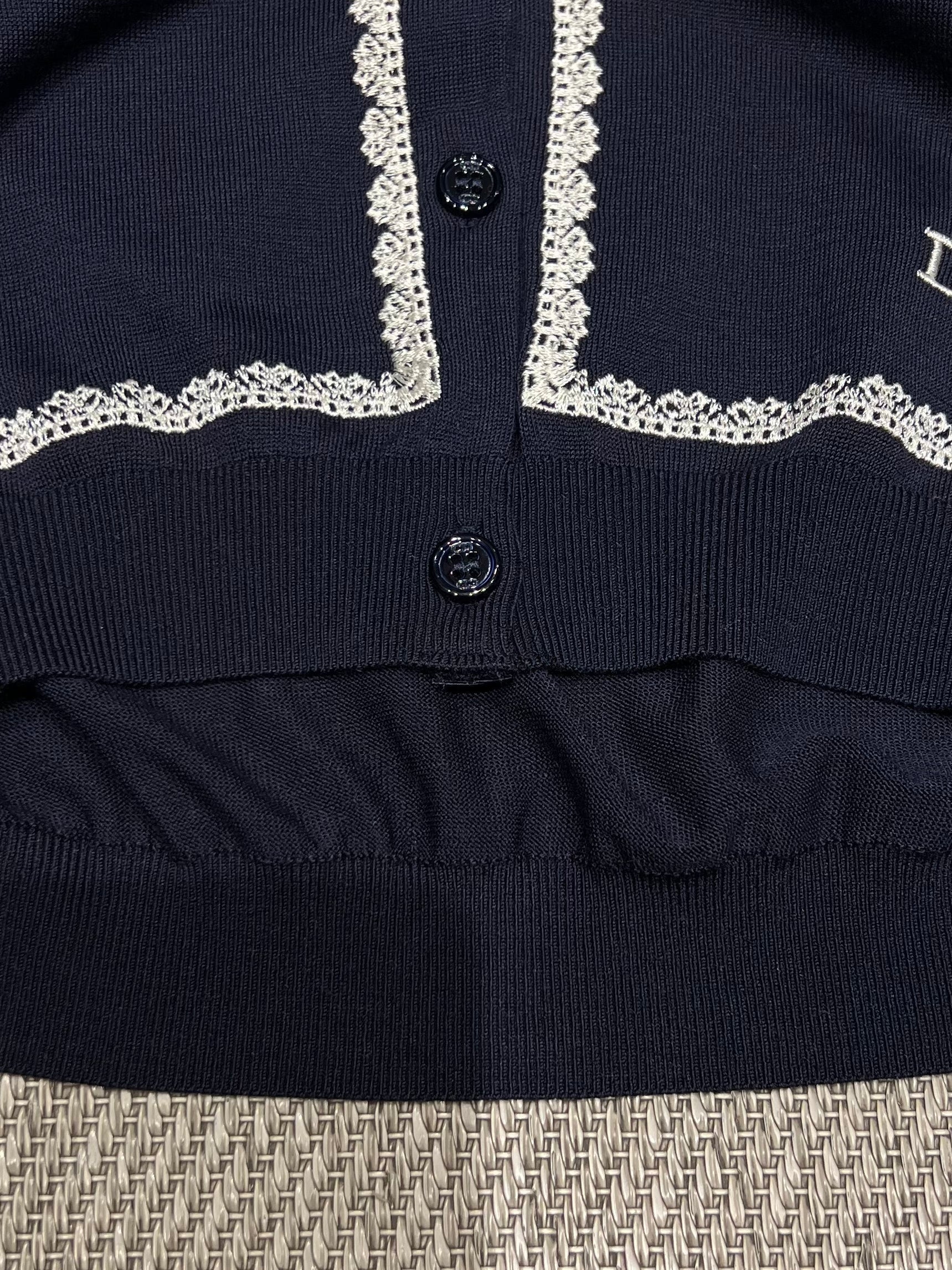 Lace-Trimmed Knit Cardigan