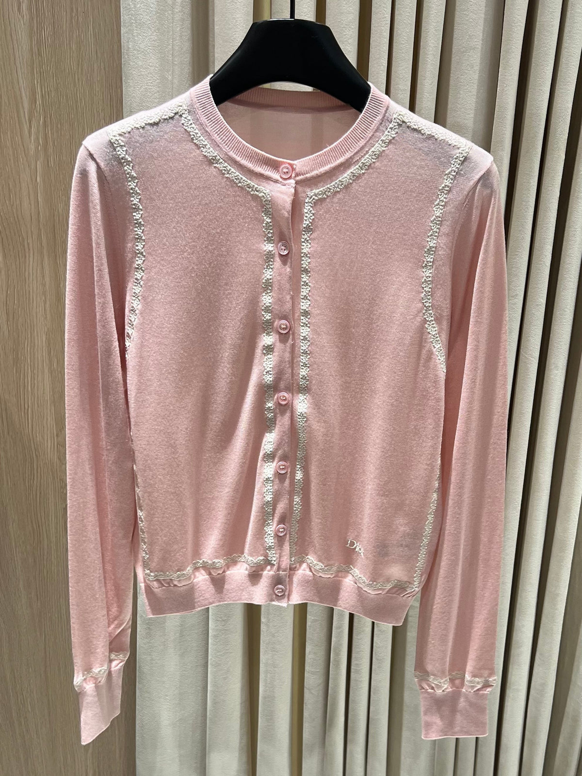 Lace-Trimmed Knit Cardigan