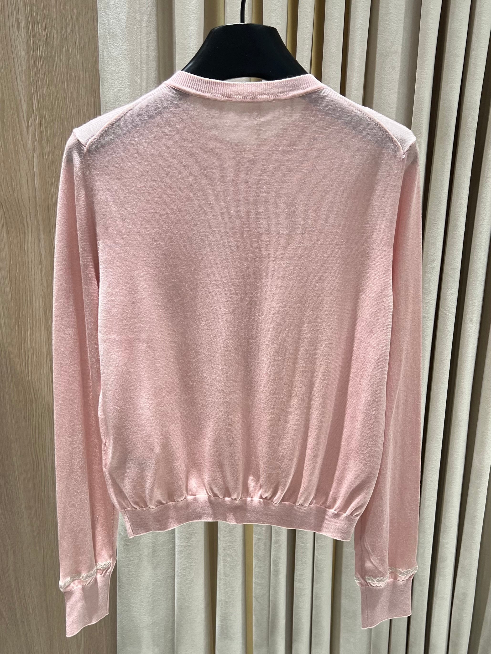 Lace-Trimmed Knit Cardigan