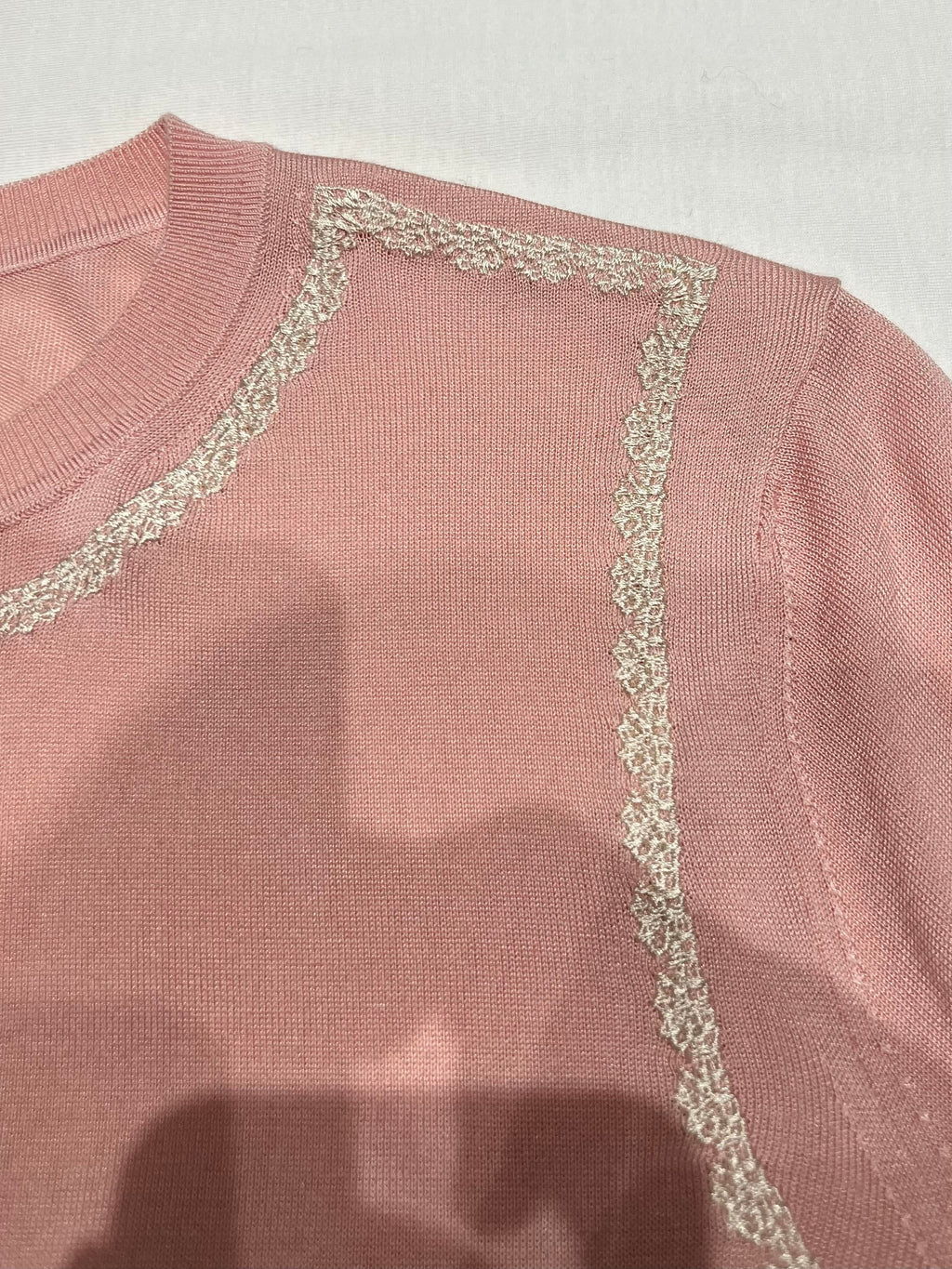 Lace-Trimmed Knit Cardigan