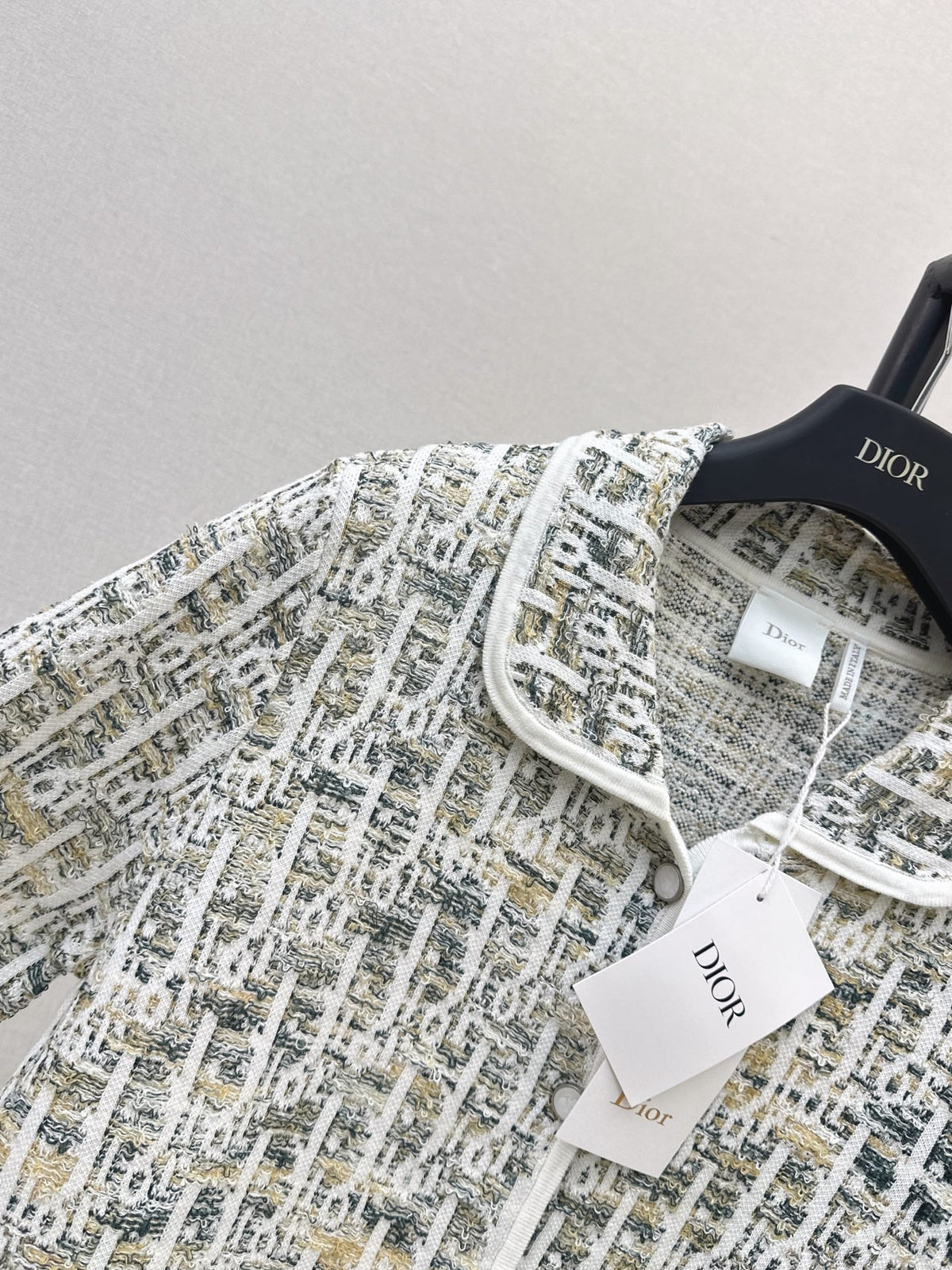 Jacquard-Knit Collared Cardigan