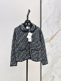 Jacquard-Knit Collared Cardigan