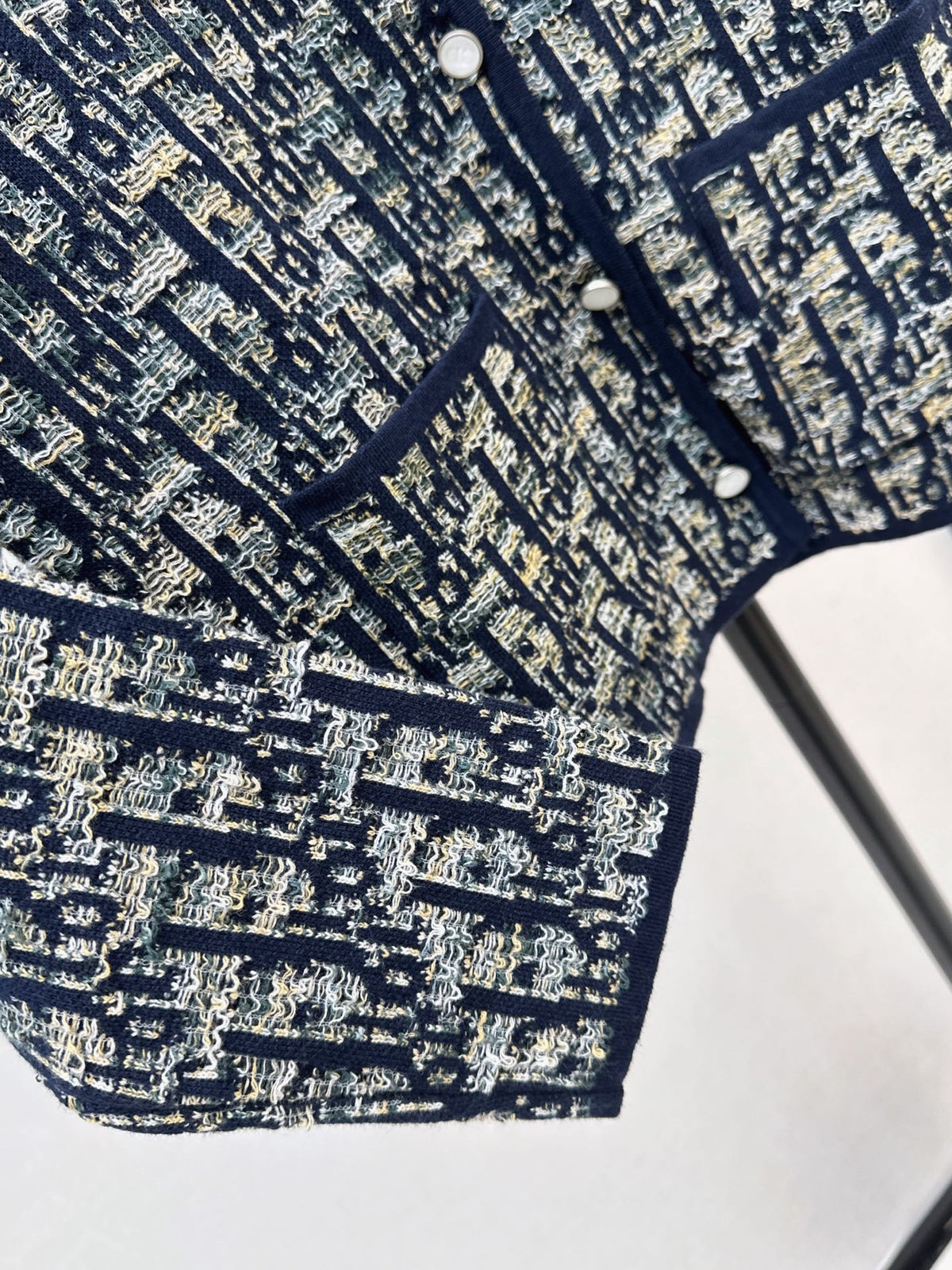 Jacquard-Knit Collared Cardigan