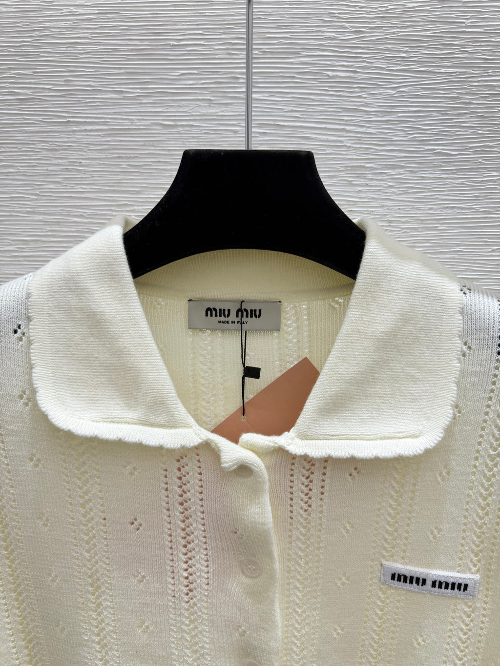 MiuMiu/26 New Doll Collar Hollow Knit Cardigan