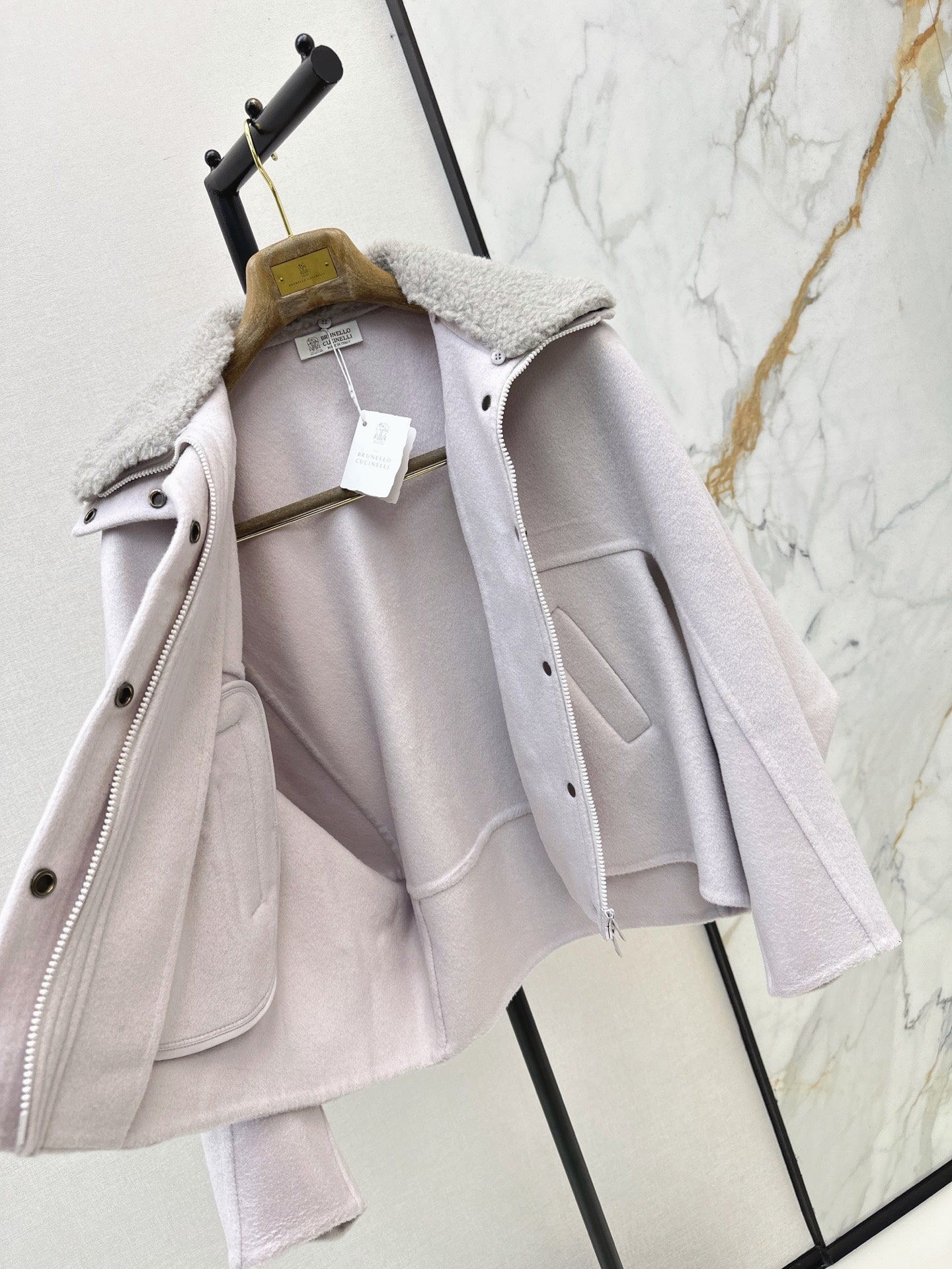 Brunello Cucinelli/26 Autumn and Winter Latest Double-Sided Fleece Collar Short Jacket