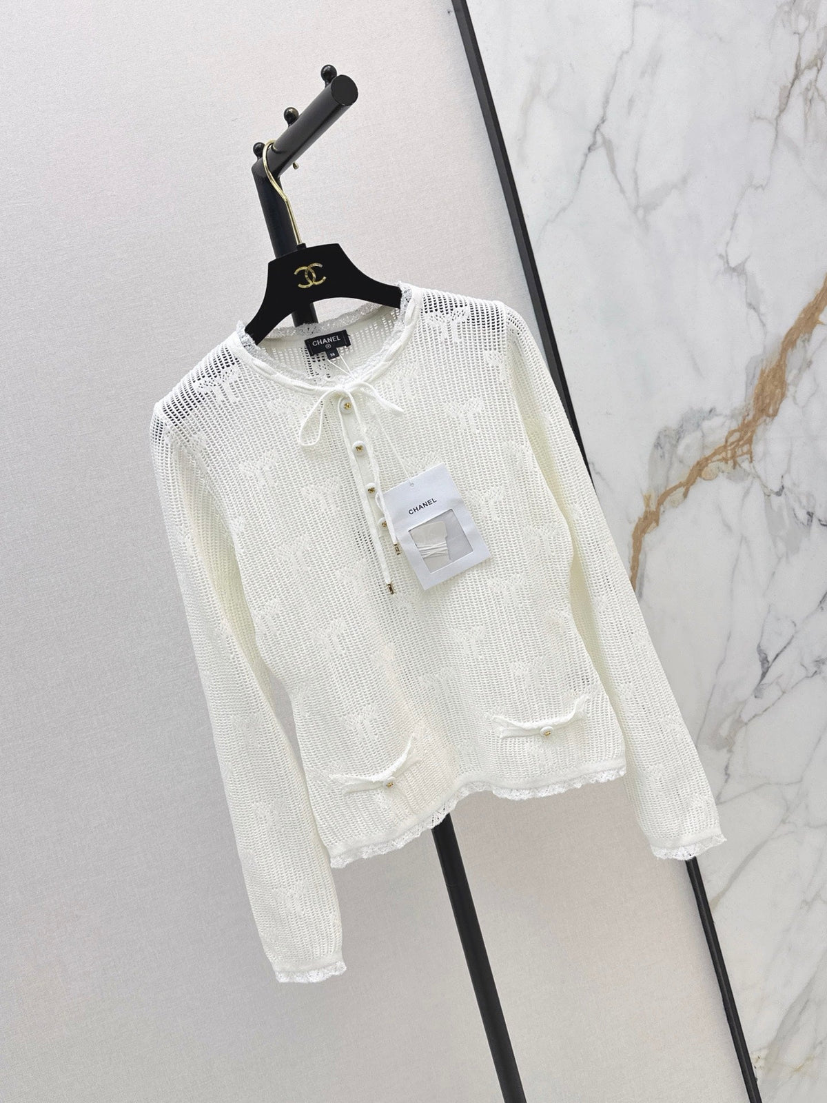 Chanel/26 Early Autumn Latest Hollow-Out Long-Sleeve Knit Sweater
