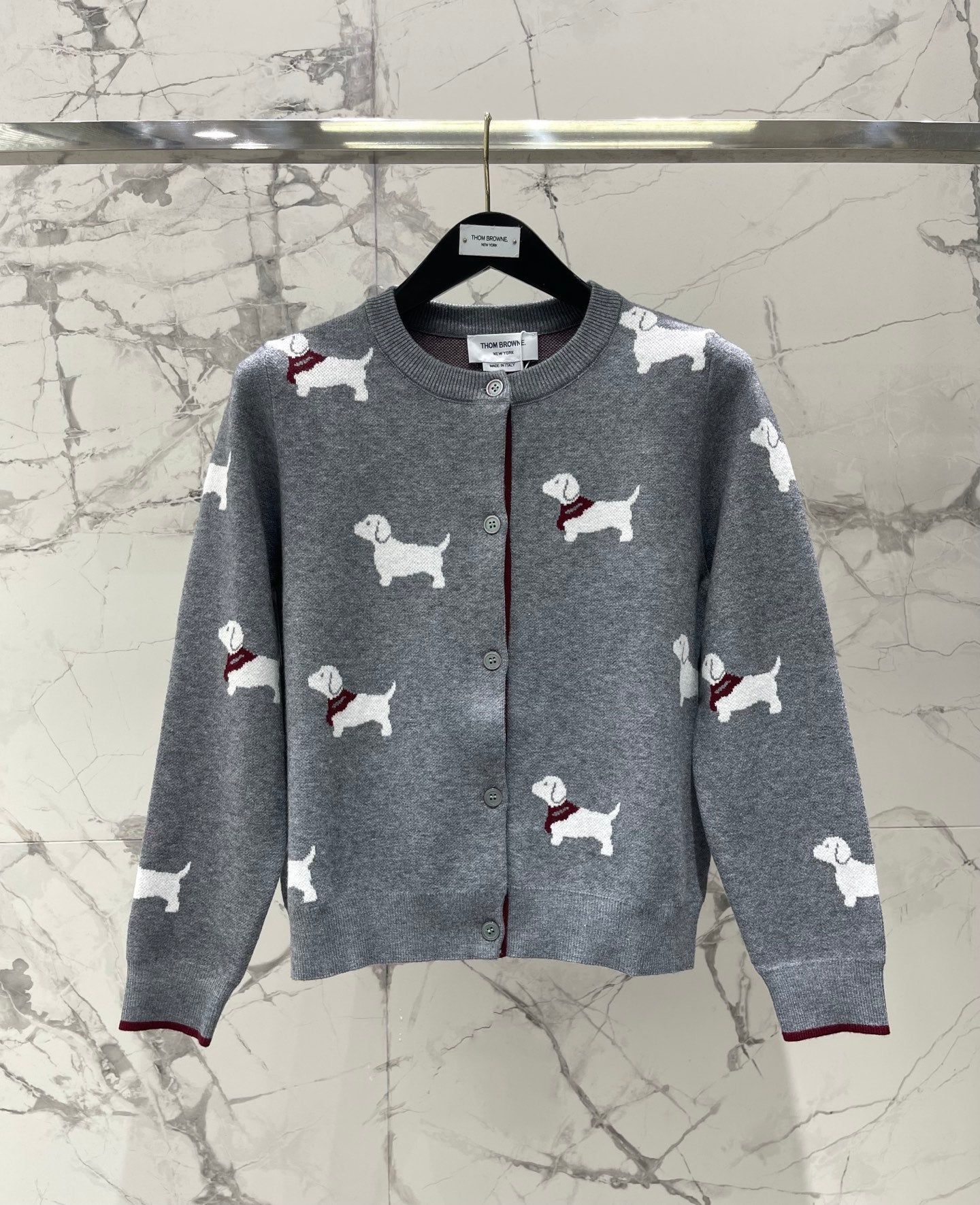 Thom Browne/26 Early Spring New Full-Print Puppy Cardigan Sweater