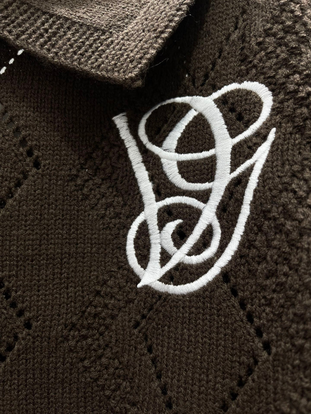 Valentino/26 New Simple Turn-Down Collar Hollow Crochet Knit Cardigan