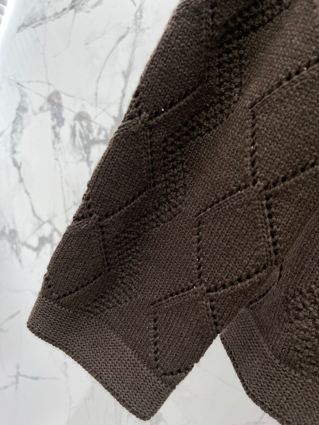 Valentino/26 New Simple Turn-Down Collar Hollow Crochet Knit Cardigan