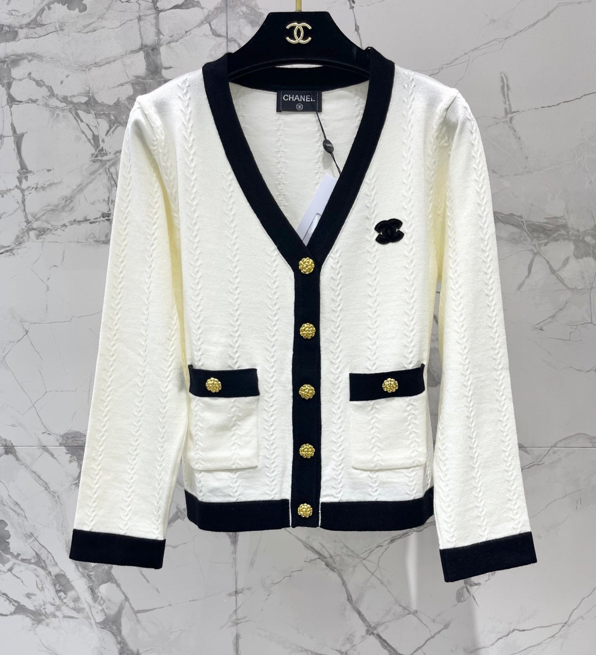 chanel/26 New Jacquard V-Neck Knit Cardigan