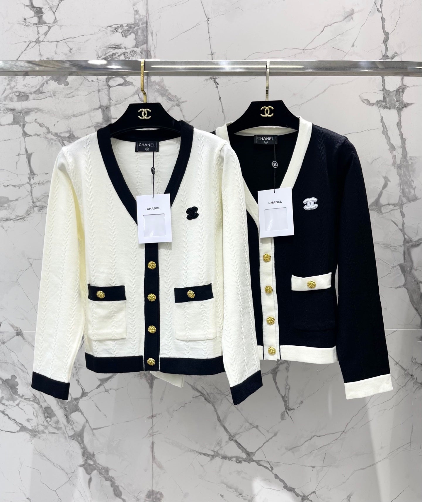 chanel/26 New Jacquard V-Neck Knit Cardigan