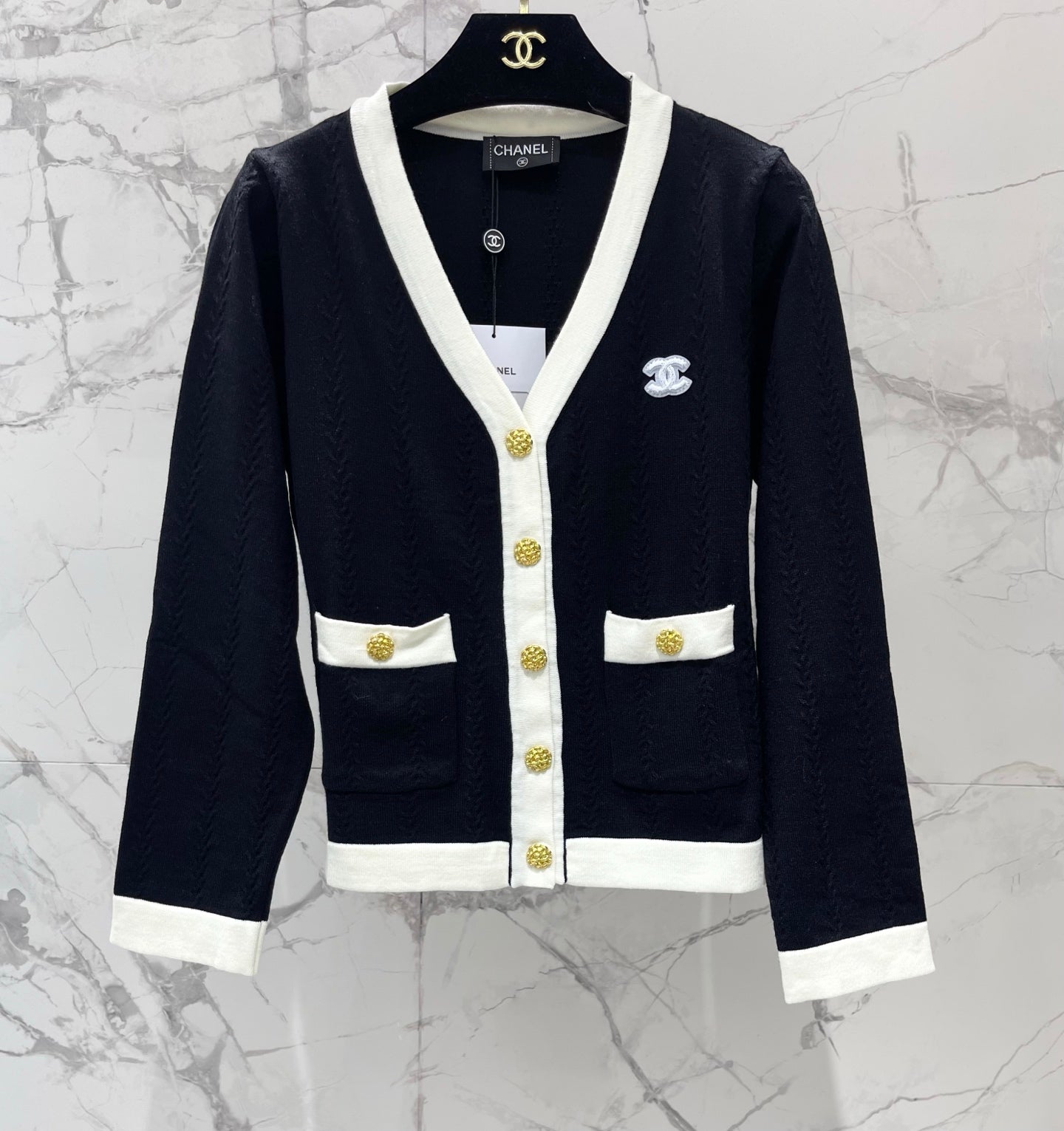 chanel/26 New Jacquard V-Neck Knit Cardigan