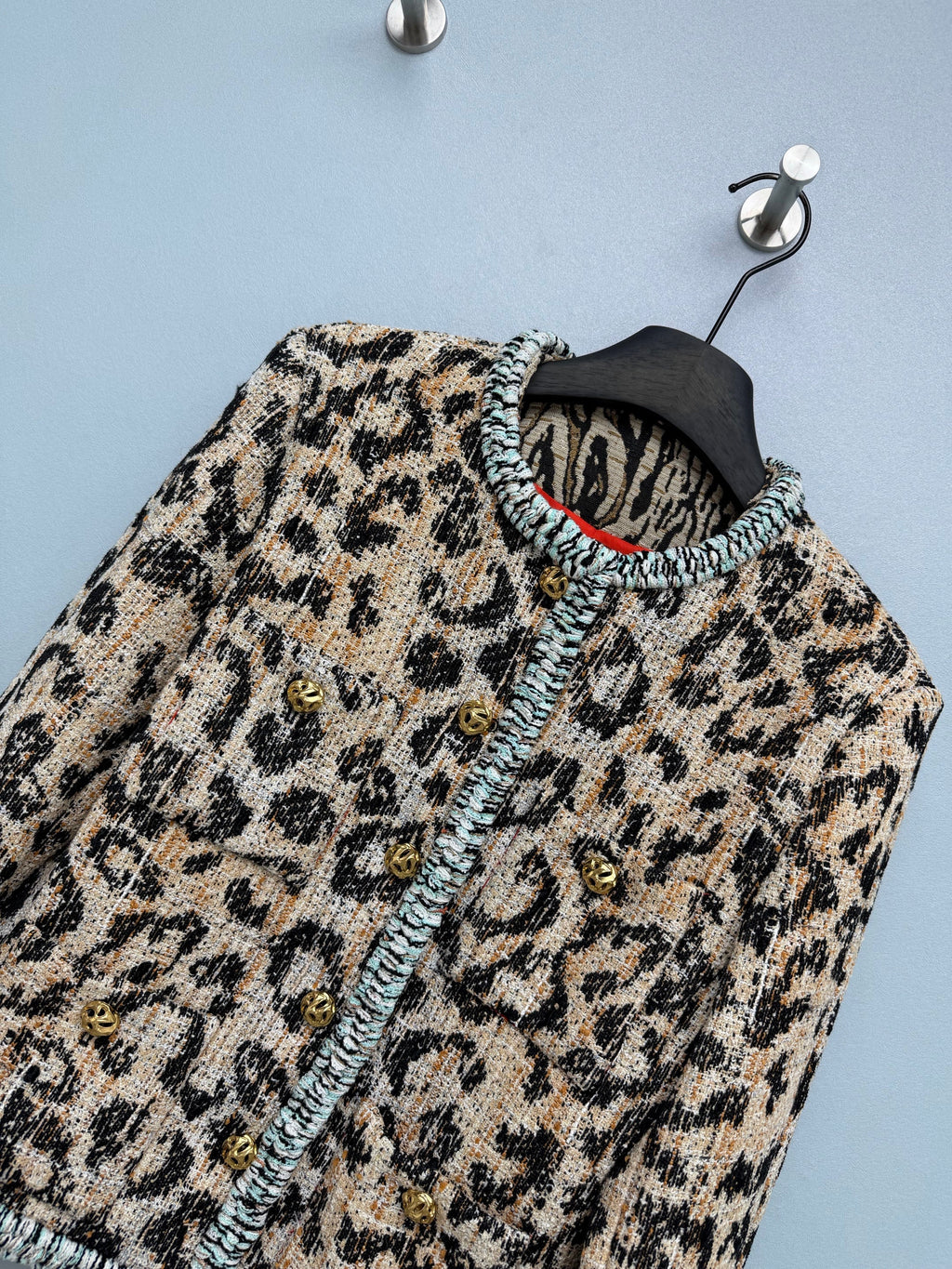 Chanel/26 Latest Retro Leopard Print Tweed Jacket