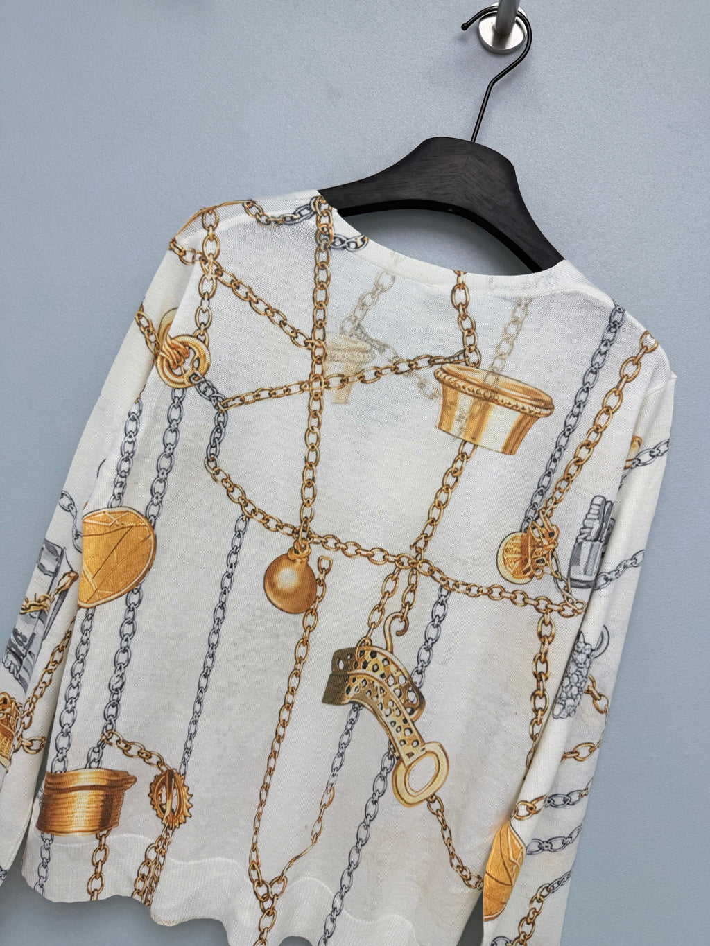 Hermès/26 New Equestrian-Style Lightweight V-Neck Knit Cardigan