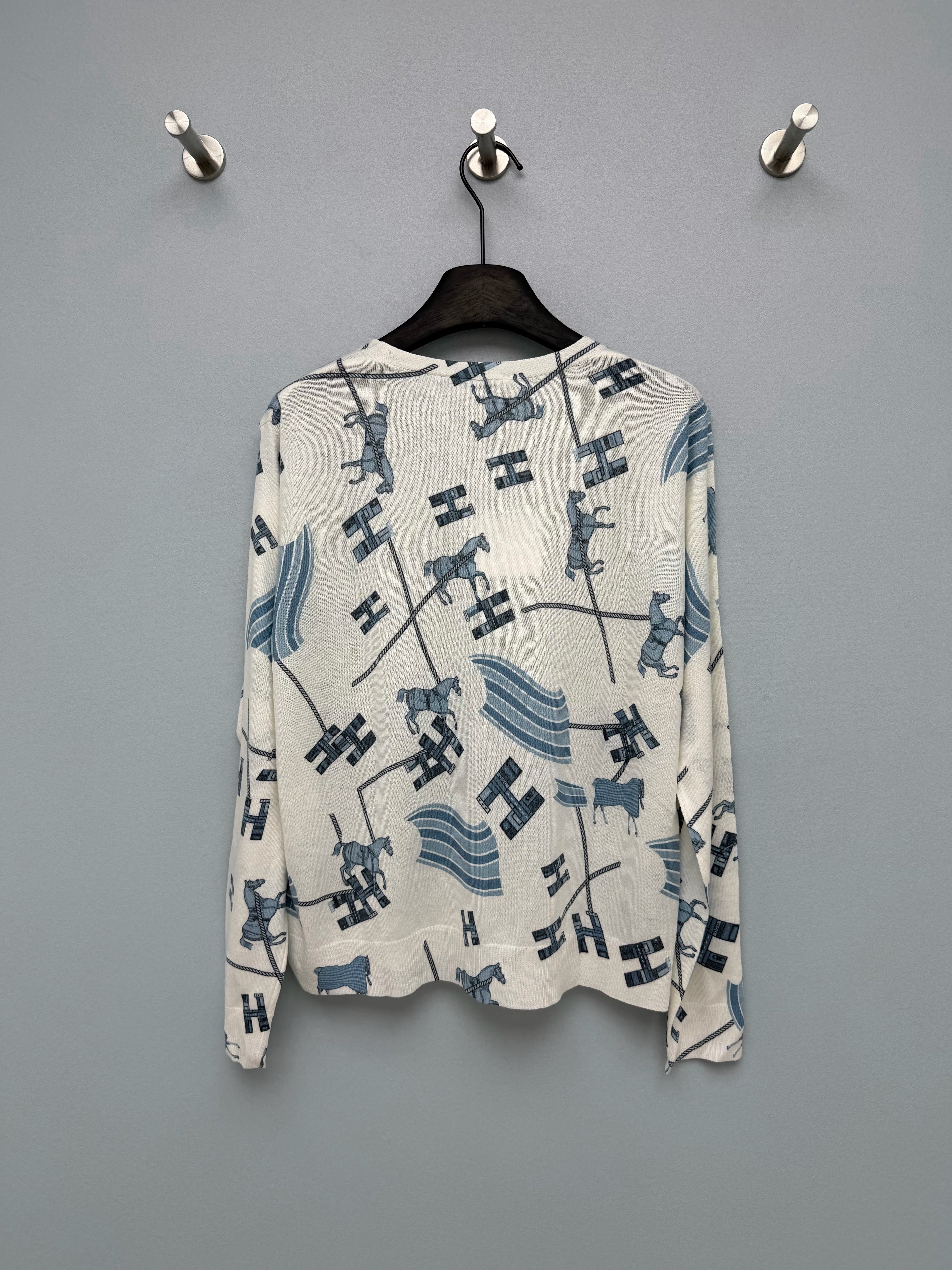 Hermès/26 New Equestrian-Style Lightweight V-Neck Knit Cardigan