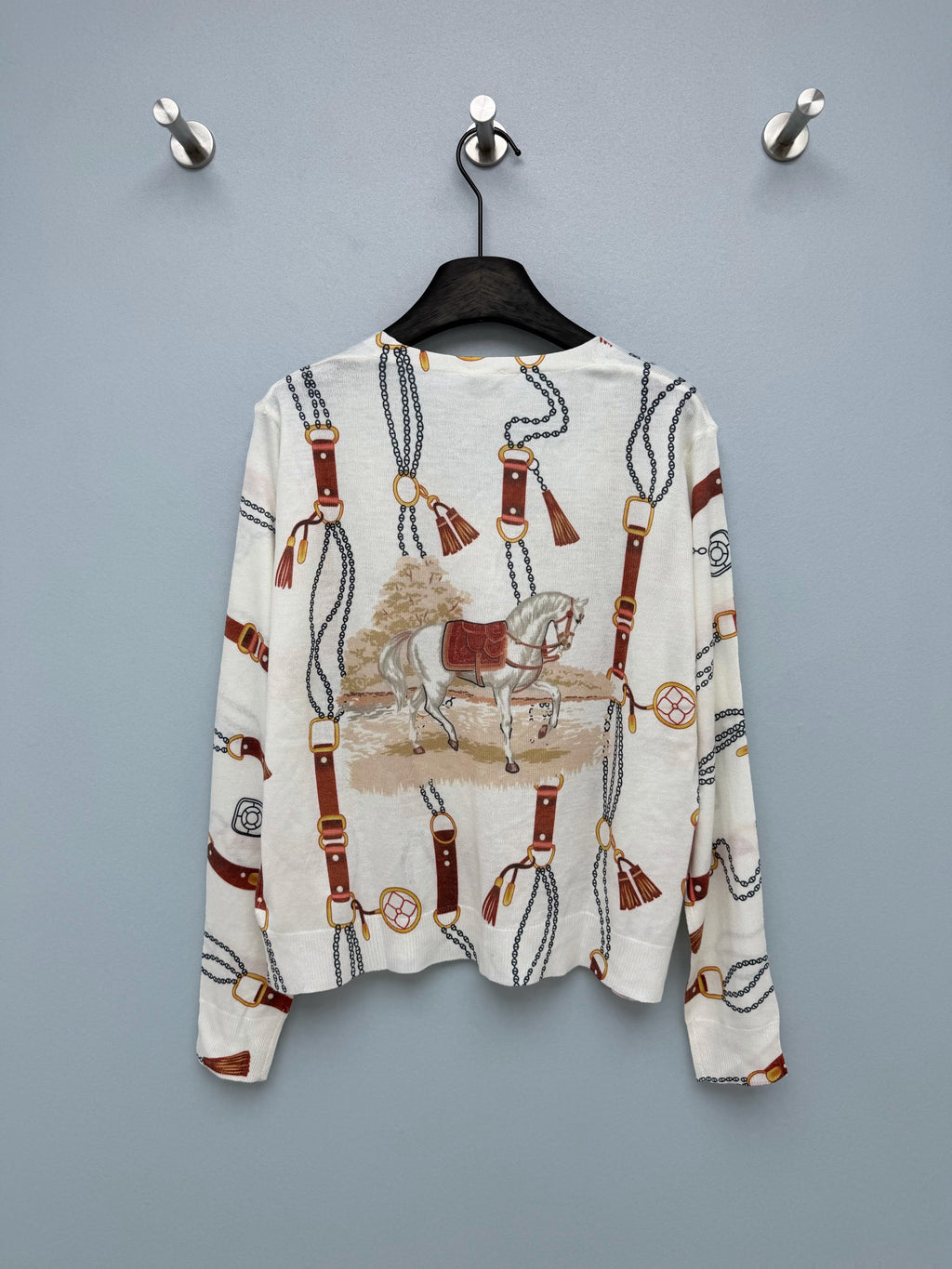 Hermes/26 New Equestrian-Style Lightweight V-Neck Knit Cardigan