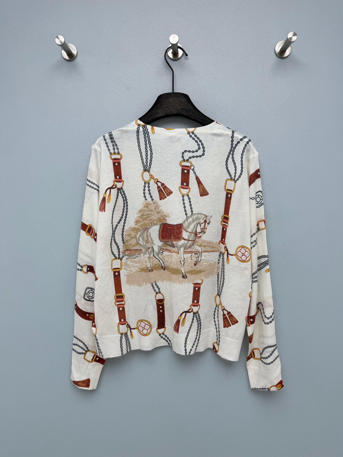 Hermes/26 New Equestrian-Style Lightweight V-Neck Knit Cardigan