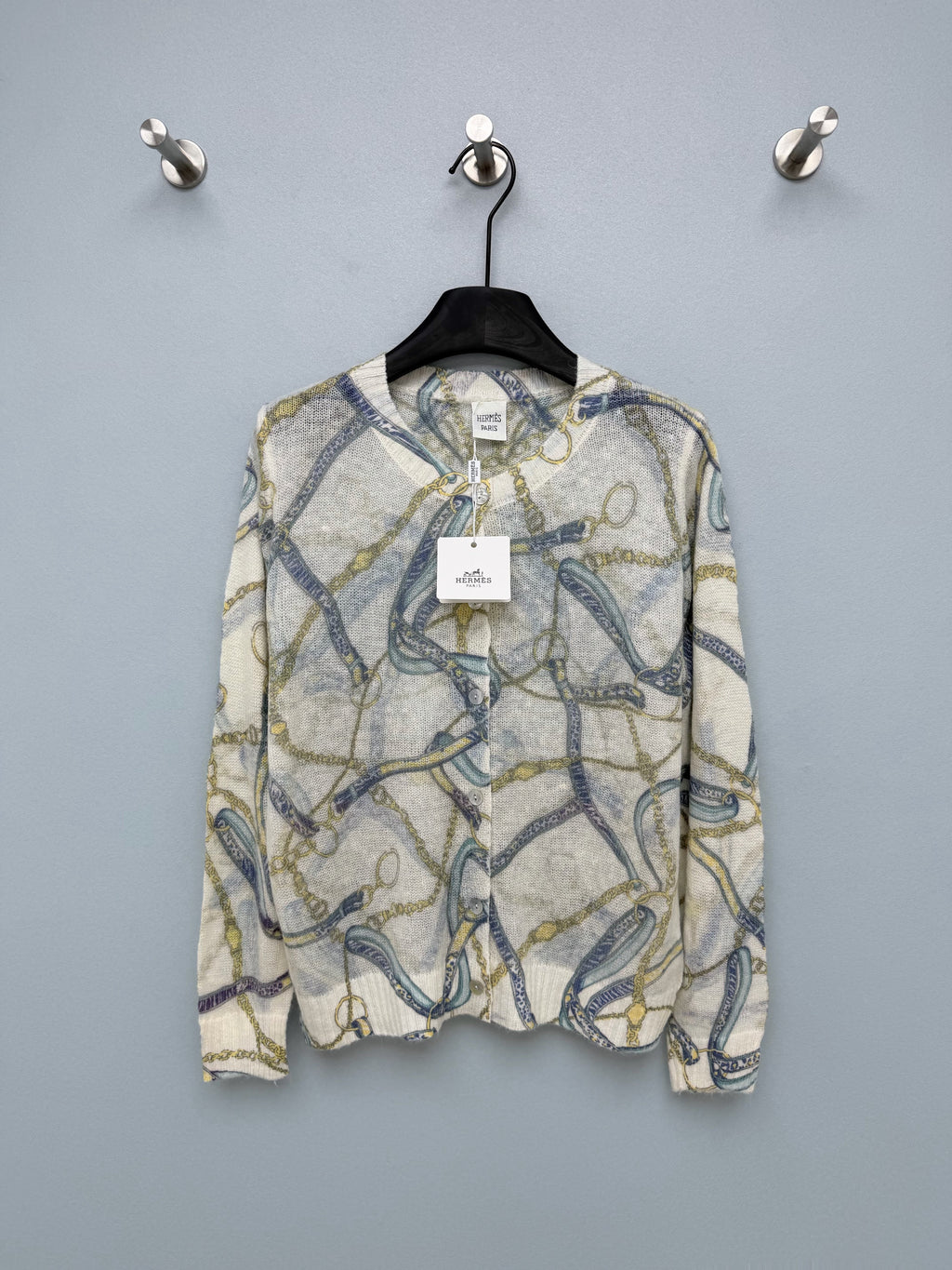 Hermès/26 New Equestrian-Style Lightweight V-Neck Knit Cardigan
