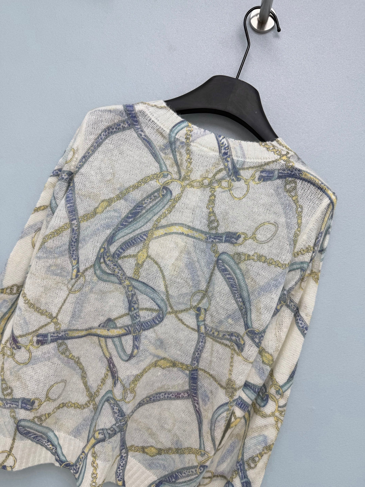 Hermès/26 New Equestrian-Style Lightweight V-Neck Knit Cardigan