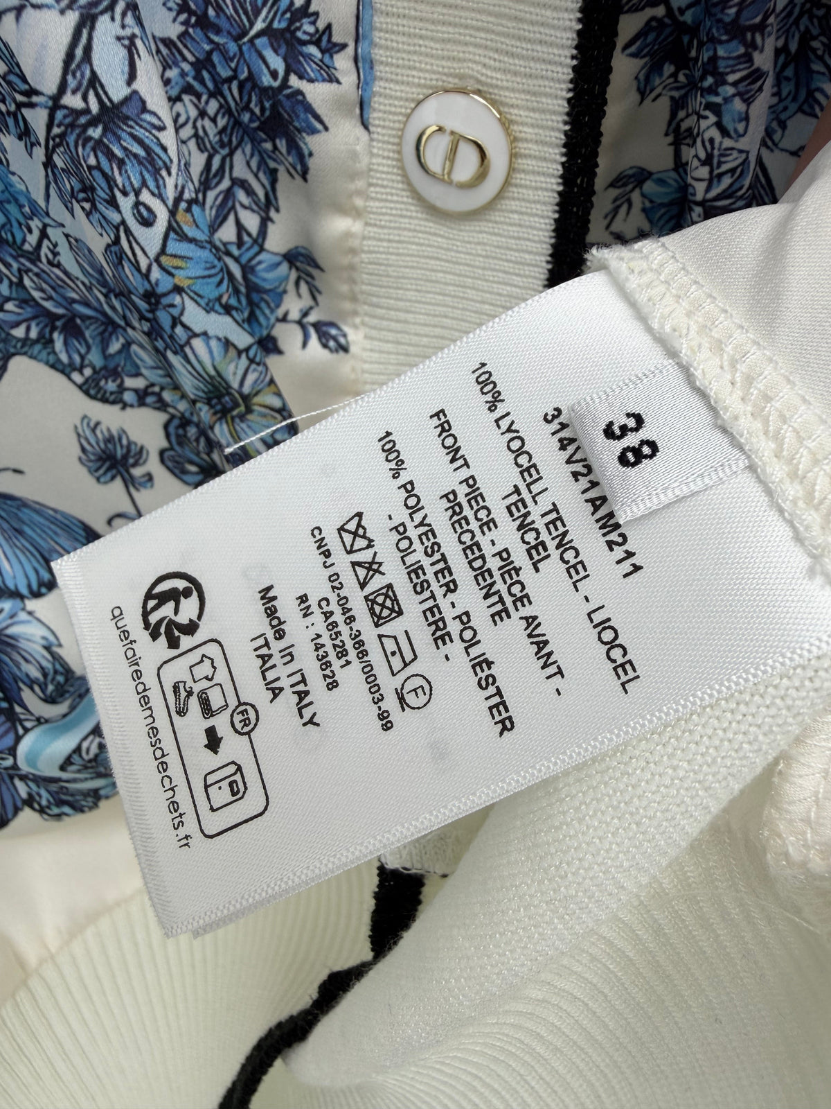 Dior / New Blue Butterfly Floral Satin Paneled Cardigan