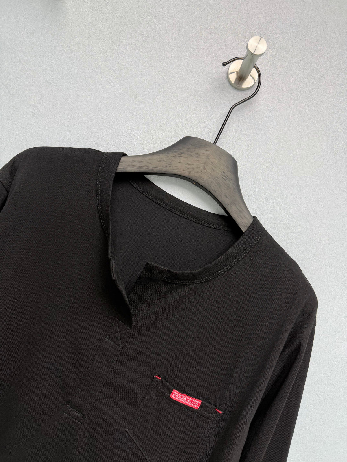 Prada / New Half-Button Henry Collar Long-Sleeve Top