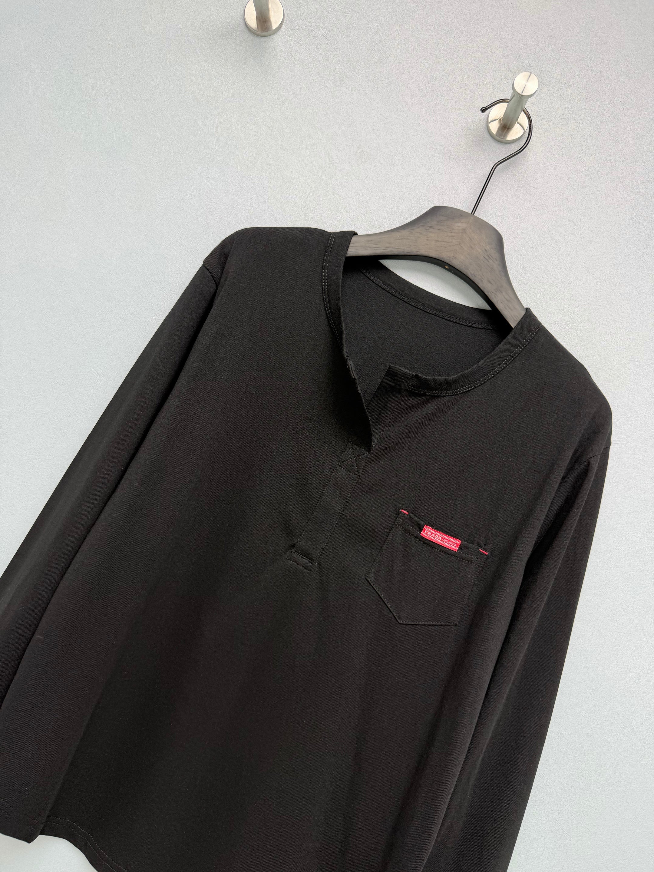 Prada / New Half-Button Henry Collar Long-Sleeve Top