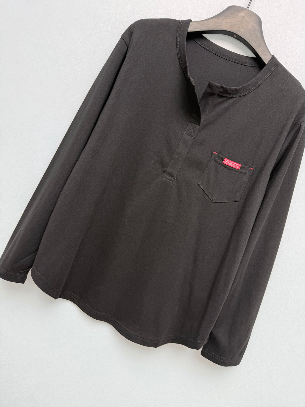 Prada / New Half-Button Henry Collar Long-Sleeve Top
