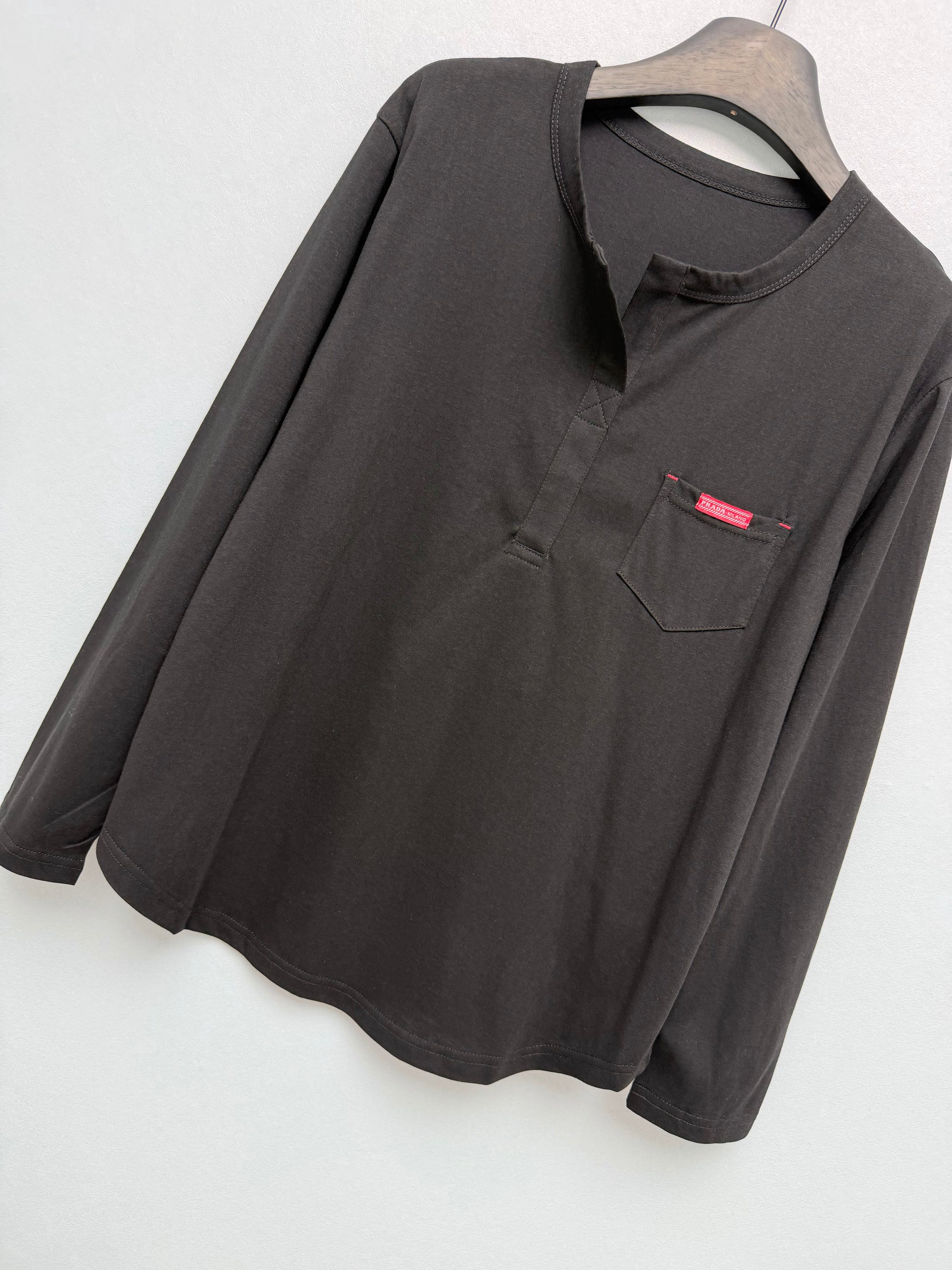Prada / New Half-Button Henry Collar Long-Sleeve Top