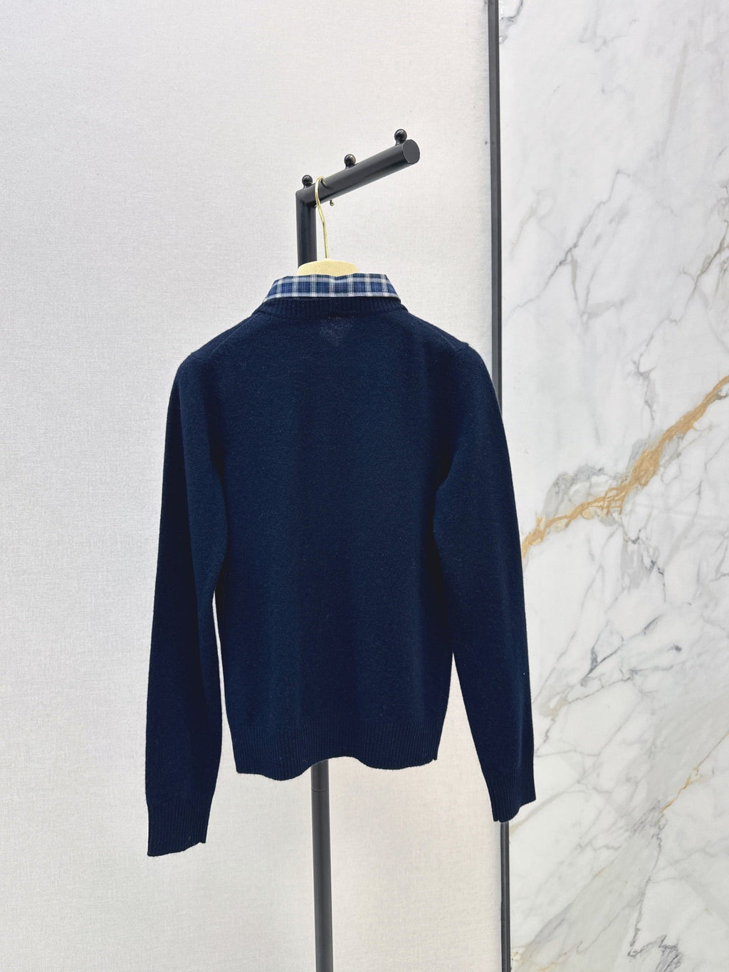 MiuMiu/26 Early Autumn Latest College Style Two-in-One Look Cashmere Knit Cardigan