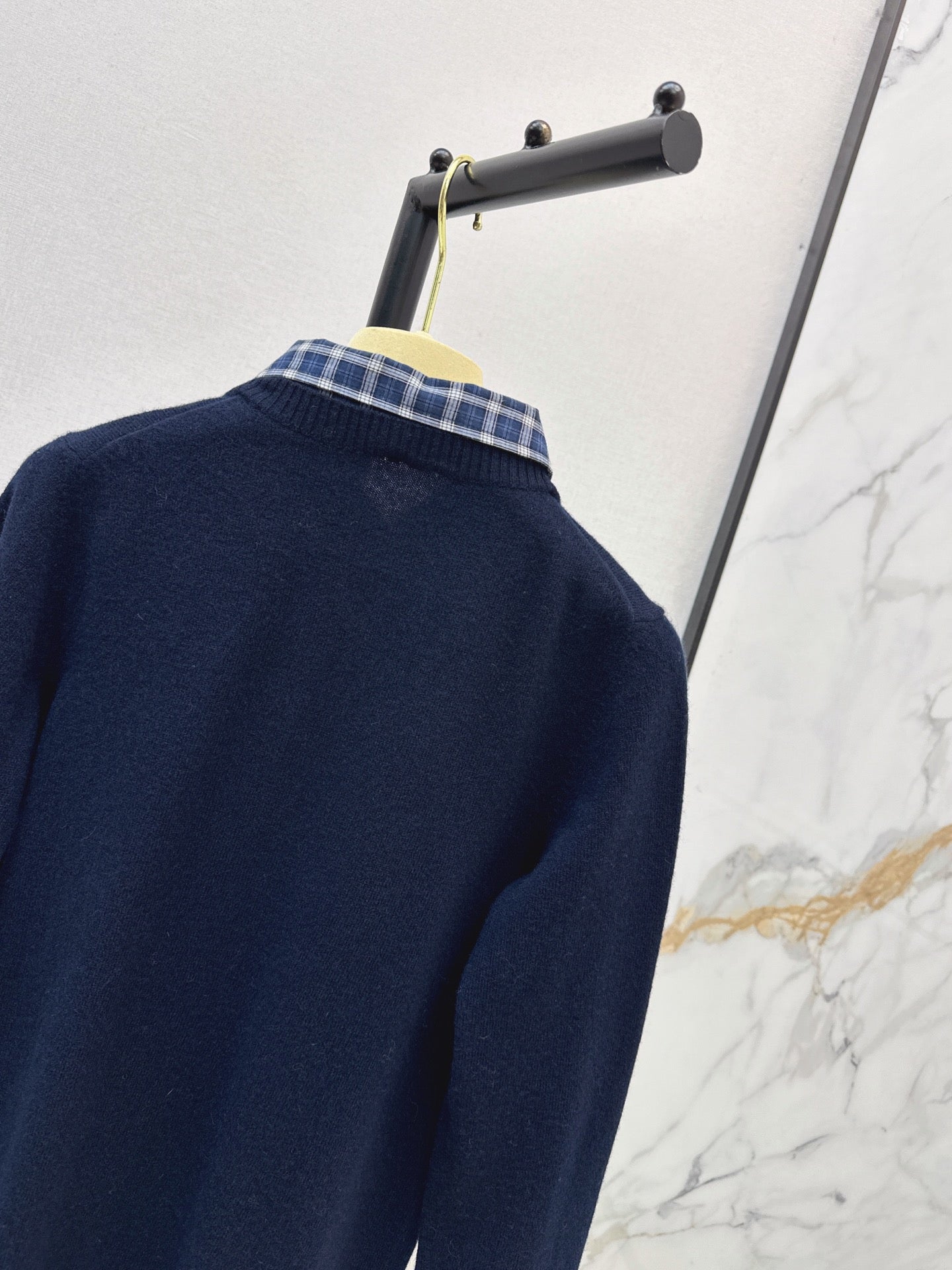 MiuMiu/26 Early Autumn Latest College Style Two-in-One Look Cashmere Knit Cardigan