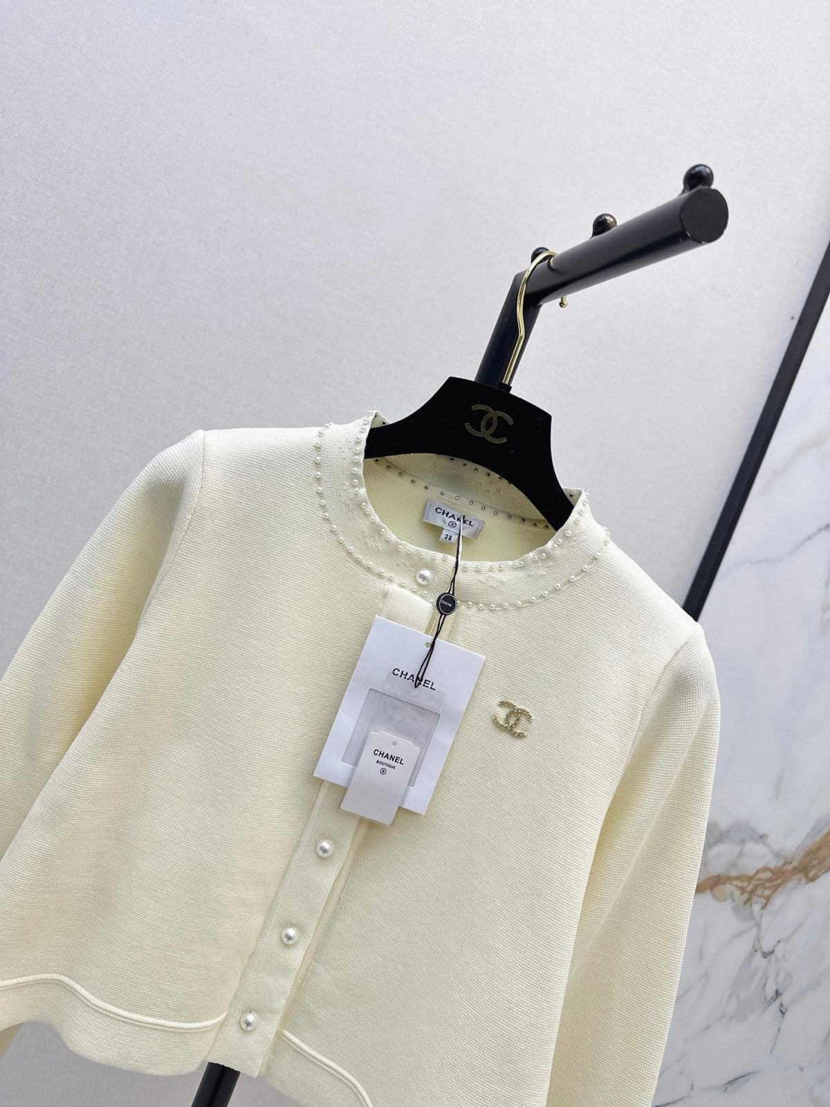 chanel/26 Early Autumn Latest Heavy Beaded Knit Long Sleeve Cardigan