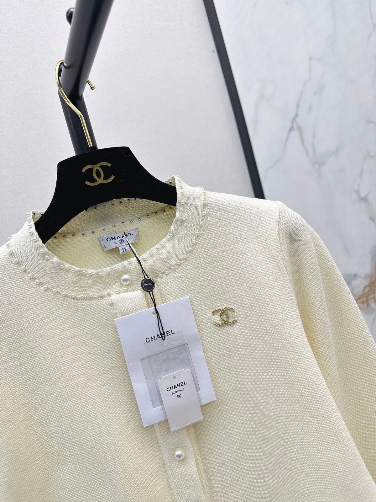 chanel/26 Early Autumn Latest Heavy Beaded Knit Long Sleeve Cardigan