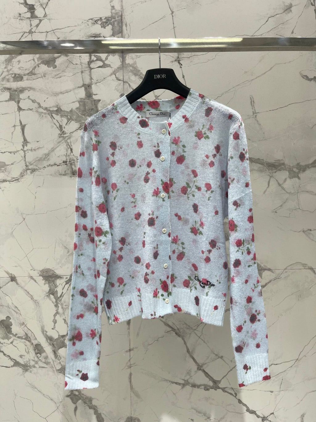 Dior/New Ombre Floral Print Knit Cardigan