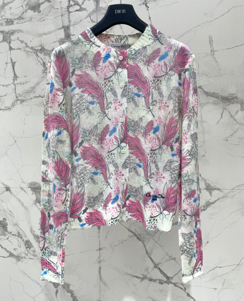 Dior/New Ombre Floral Print Knit Cardigan