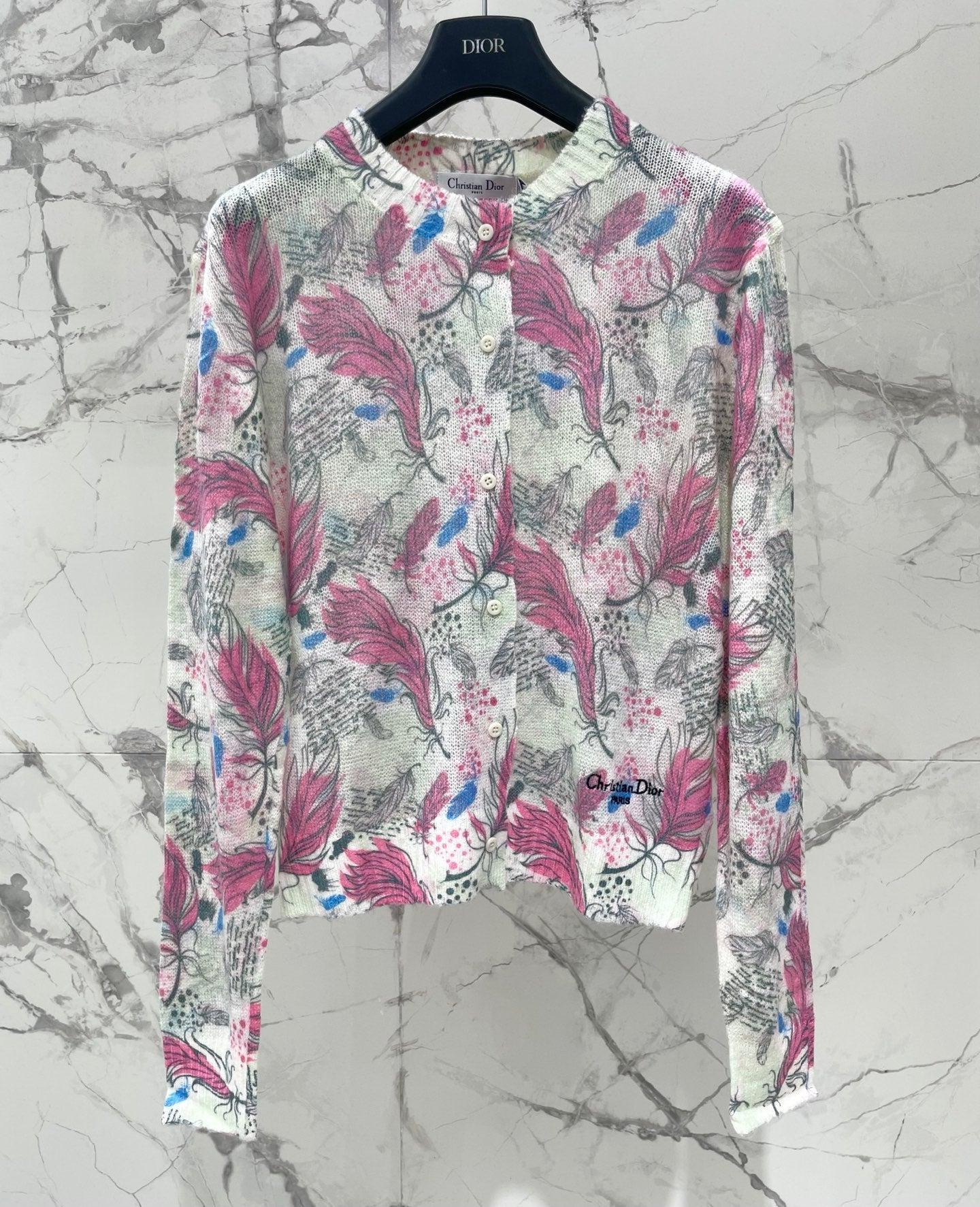 Dior/New Ombre Floral Print Knit Cardigan