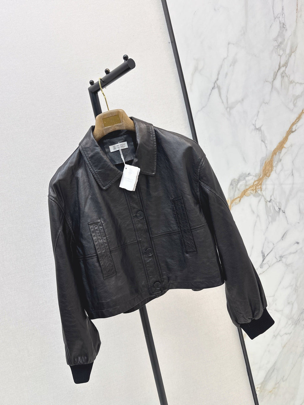 Brunello Cucinelli/26Latest Early-Autumn Cropped Lapel Leather Jacket