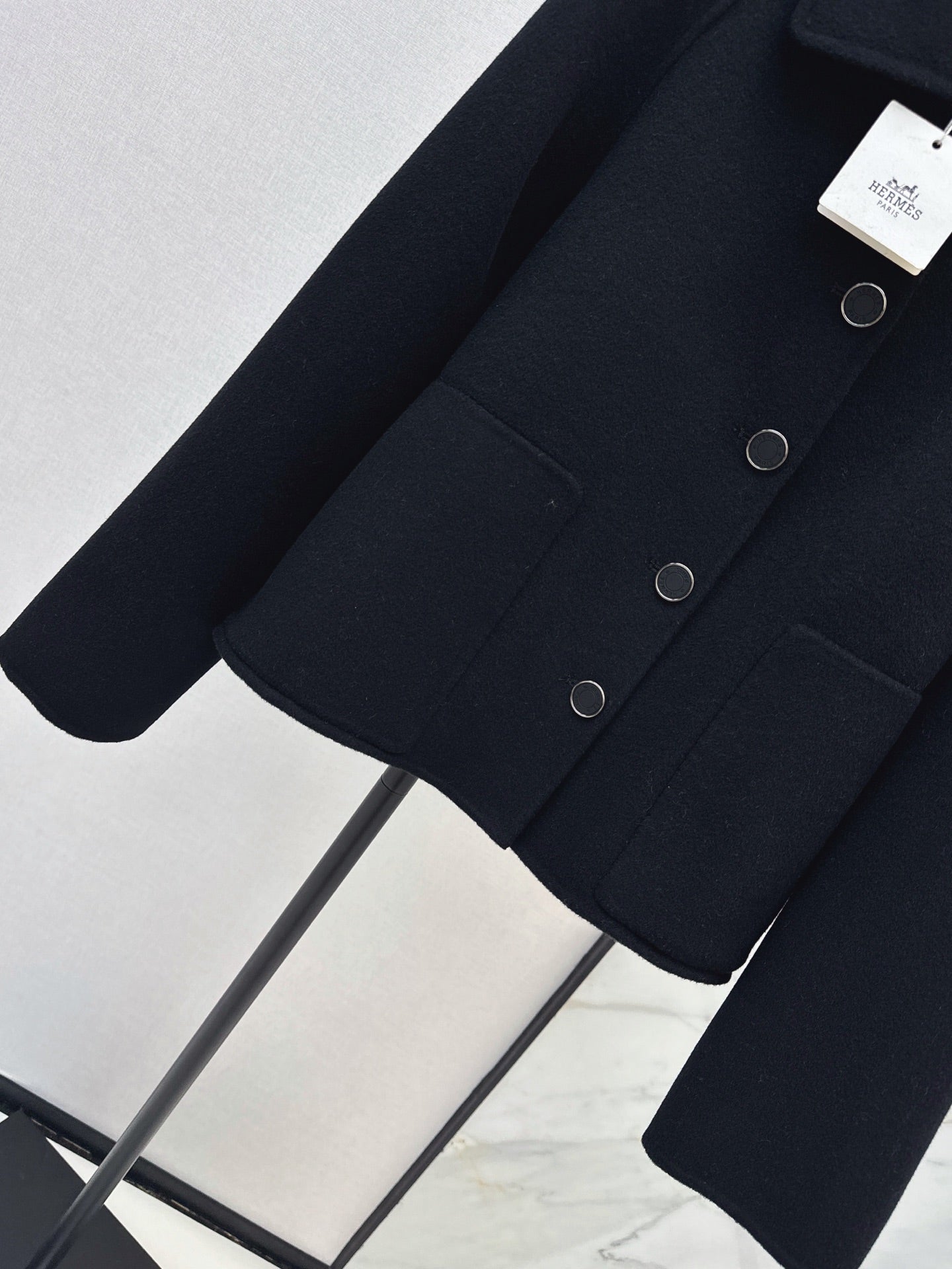 Hermes/26New Early Autumn Collared Wool Coat