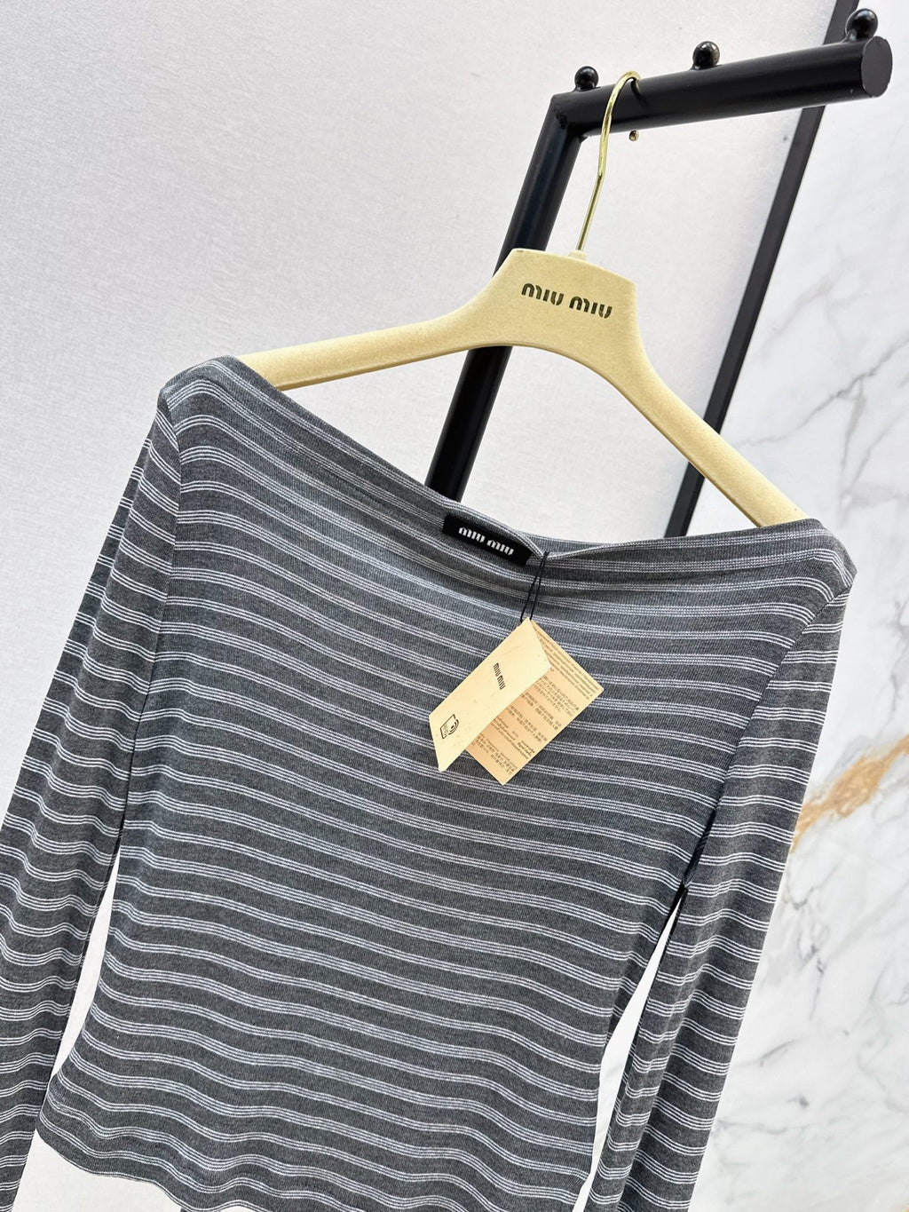 MiuMiu/26Latest Early Autumn Striped Cropped Top