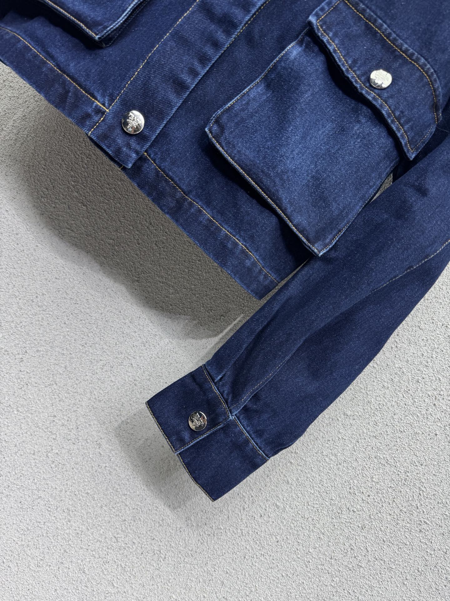 Prada/26Latest Style Leather Collar Denim Jacket