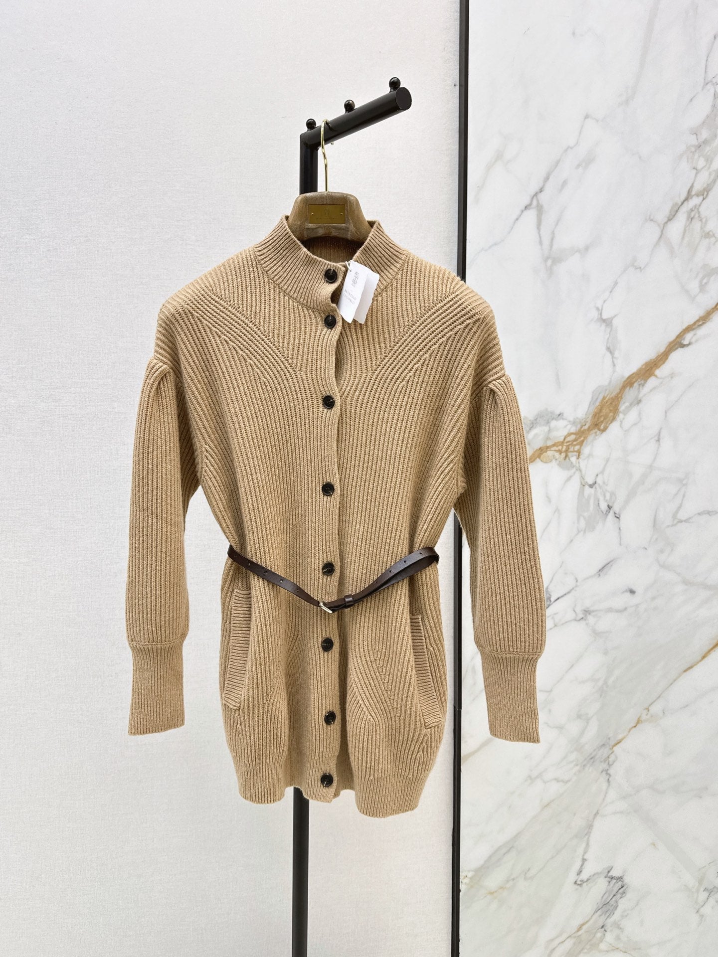 Brunello Cucinelli/26 Early Autumn Latest Long Stand Collar Cardigan