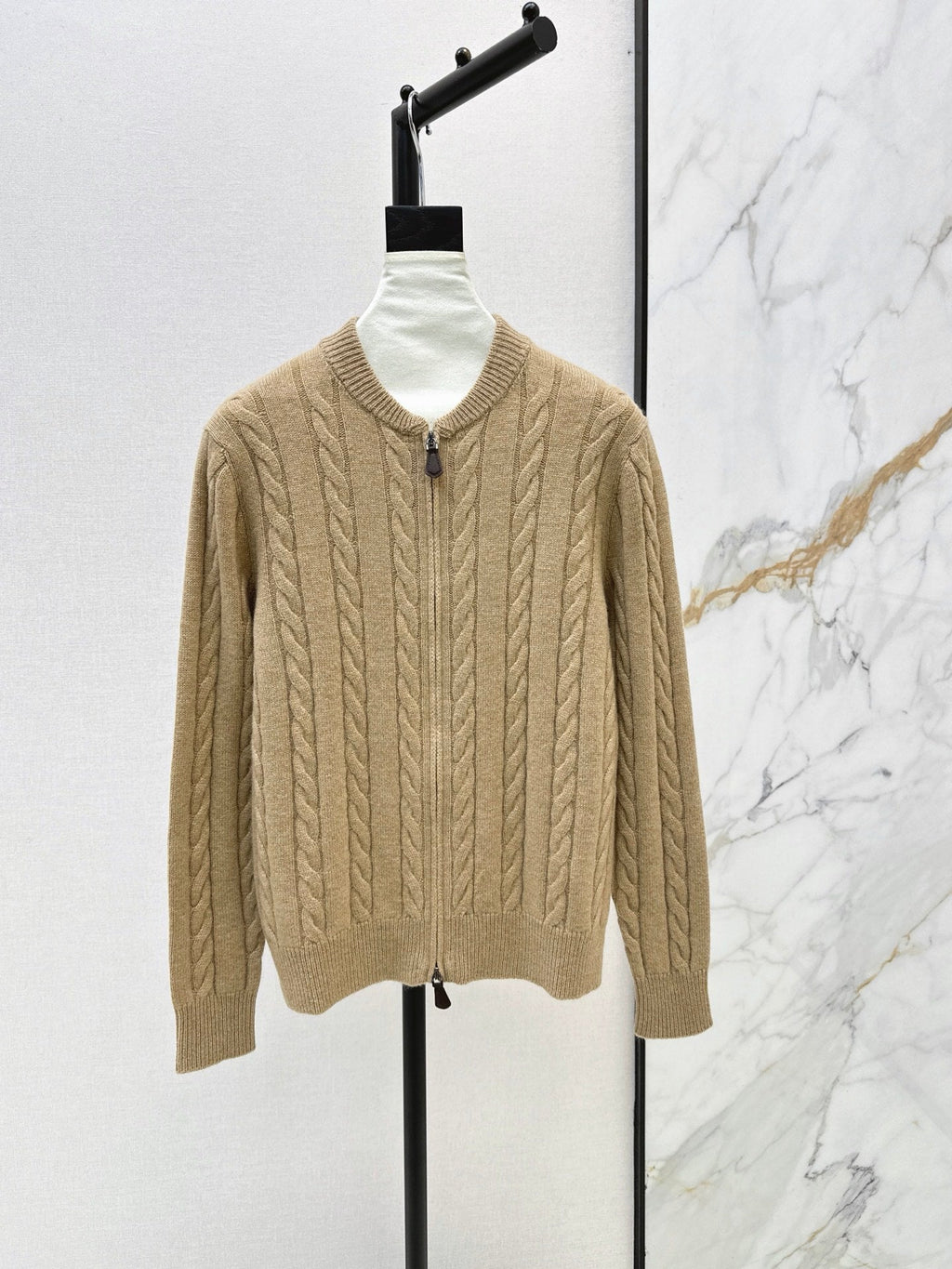 LORO PIANA/26 Fall-Winter Latest Old Money Style Outfit with Cable Knit Zipper Cardigan
