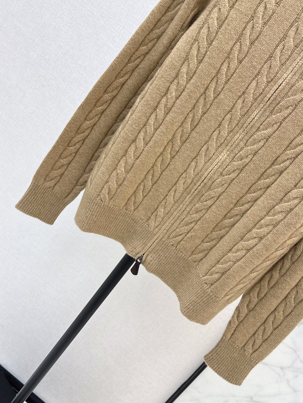 LORO PIANA/26 Fall-Winter Latest Old Money Style Outfit with Cable Knit Zipper Cardigan