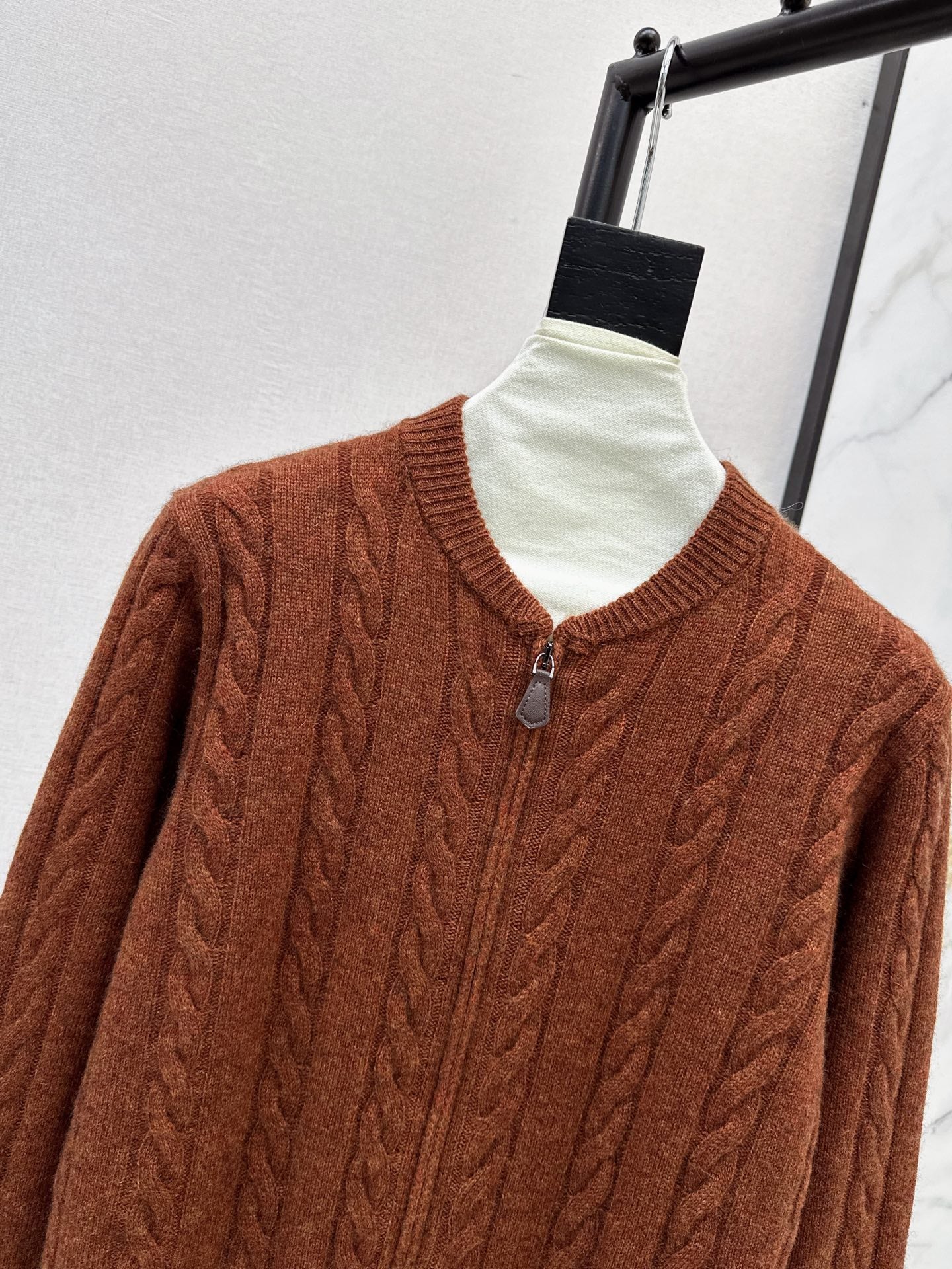 LORO PIANA/26 Fall-Winter Latest Old Money Style Outfit with Cable Knit Zipper Cardigan