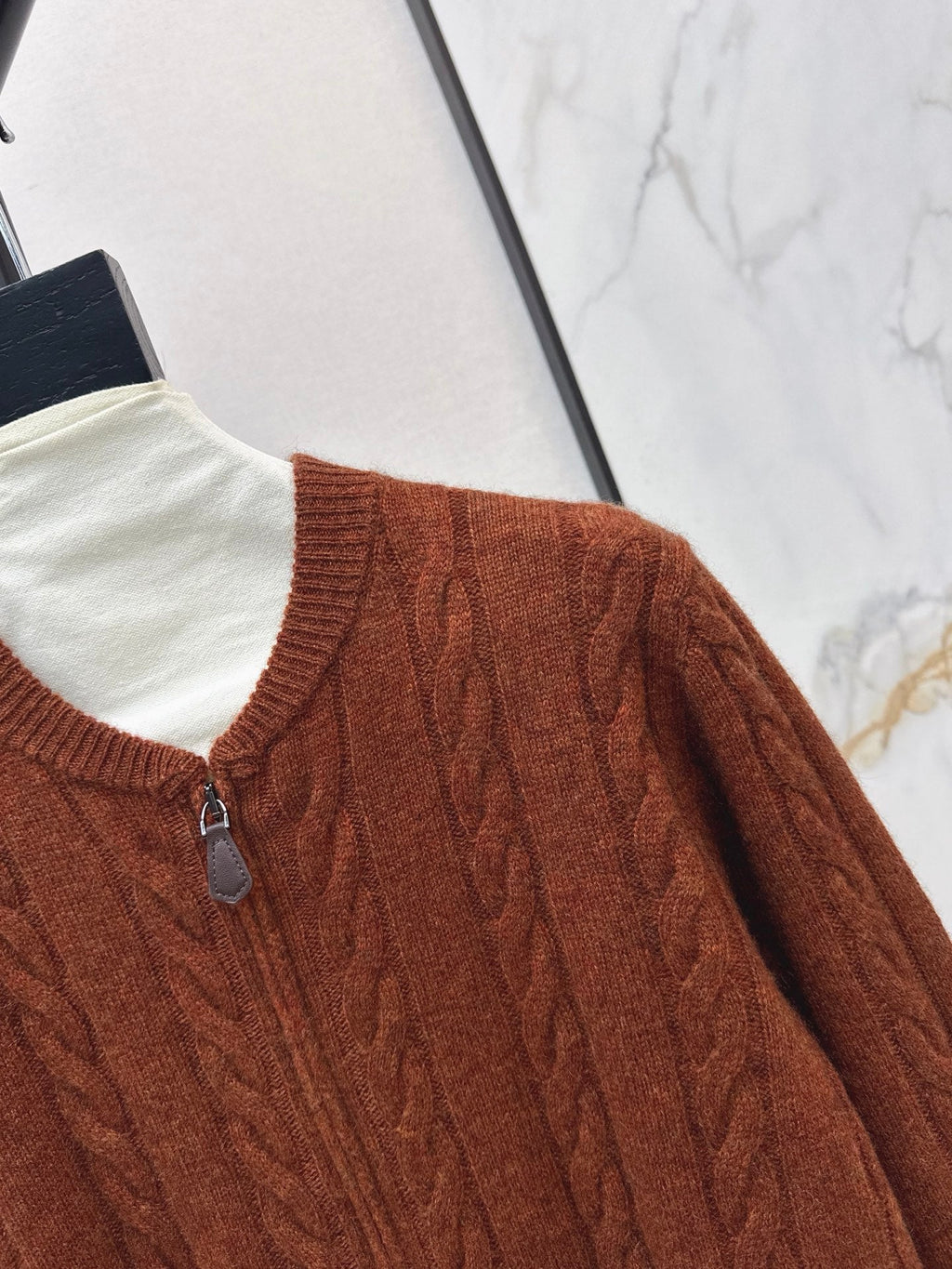 LORO PIANA/26 Fall-Winter Latest Old Money Style Outfit with Cable Knit Zipper Cardigan