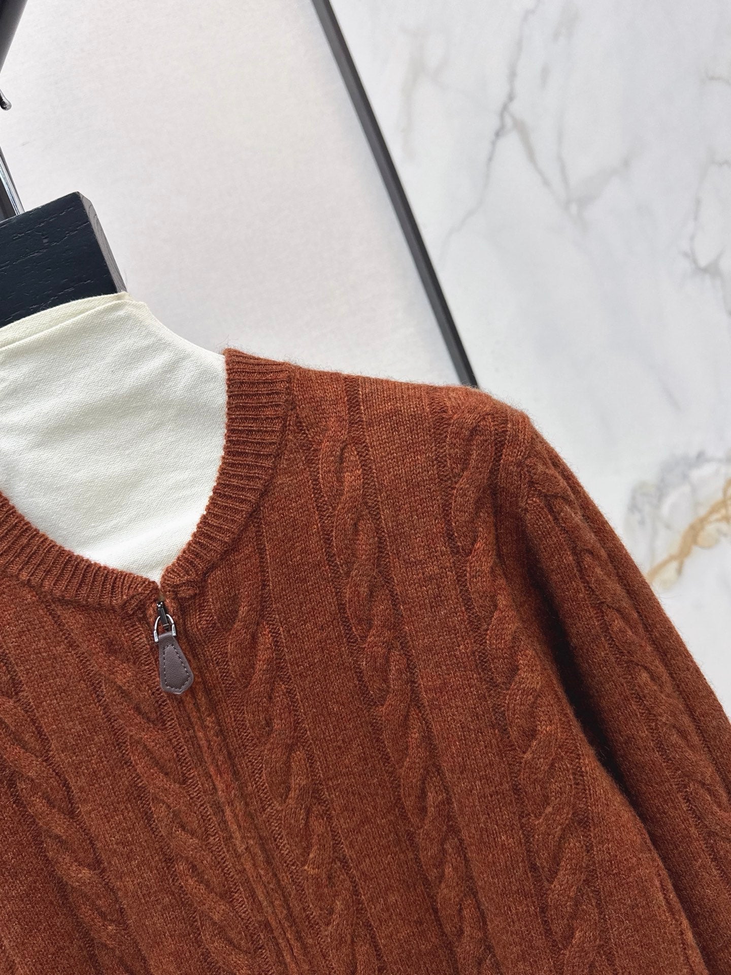 LORO PIANA/26 Fall-Winter Latest Old Money Style Outfit with Cable Knit Zipper Cardigan