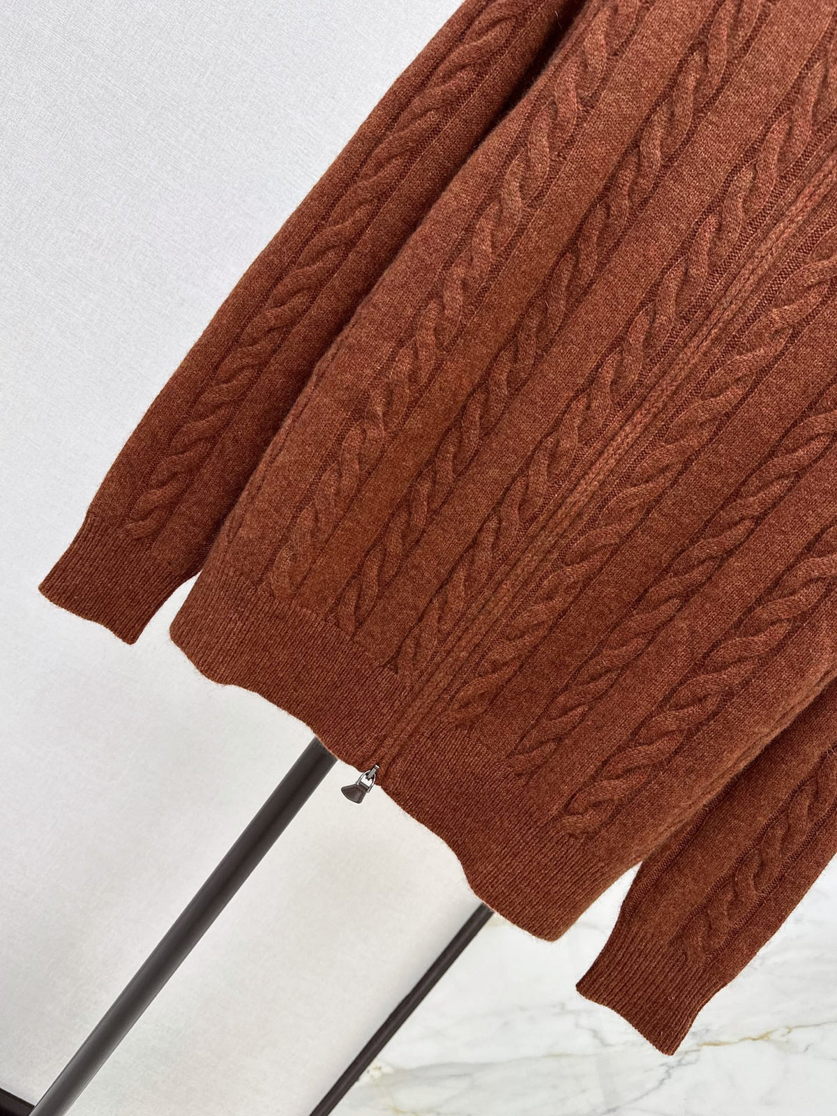 LORO PIANA/26 Fall-Winter Latest Old Money Style Outfit with Cable Knit Zipper Cardigan