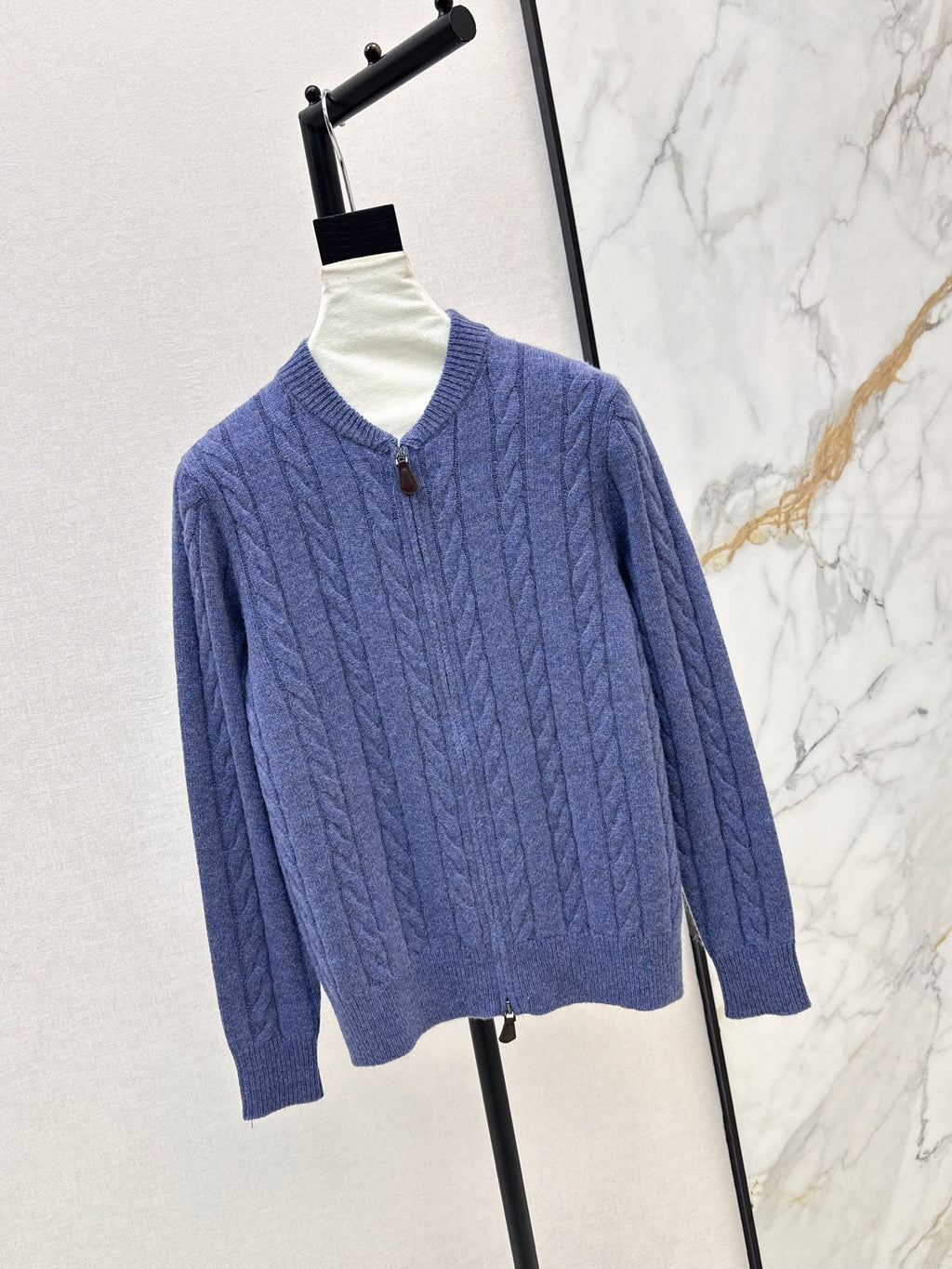 LORO PIANA/26 Fall-Winter Latest Old Money Style Outfit with Cable Knit Zipper Cardigan