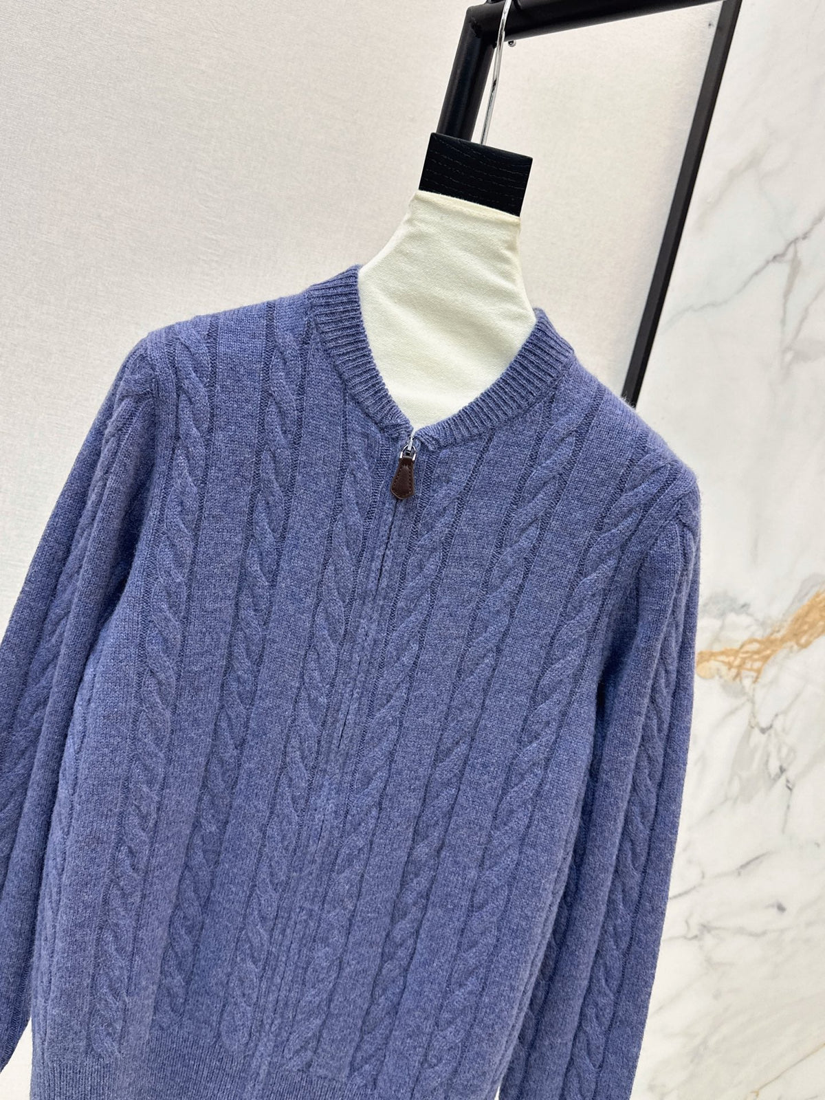 LORO PIANA/26 Fall-Winter Latest Old Money Style Outfit with Cable Knit Zipper Cardigan